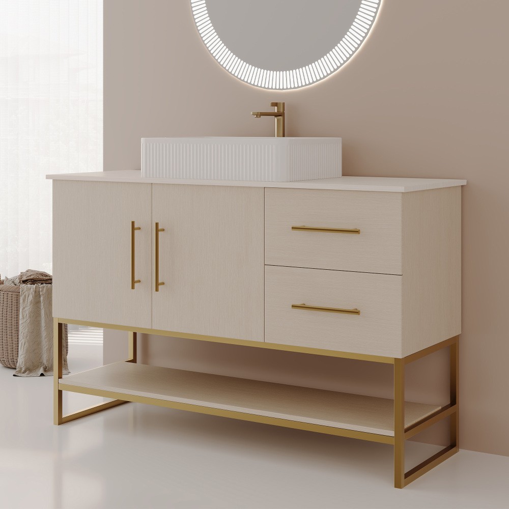 47.2″ Modern Bathroom Vanity w/Ceramic Vessel Sink Free Standing Storage Cabinet