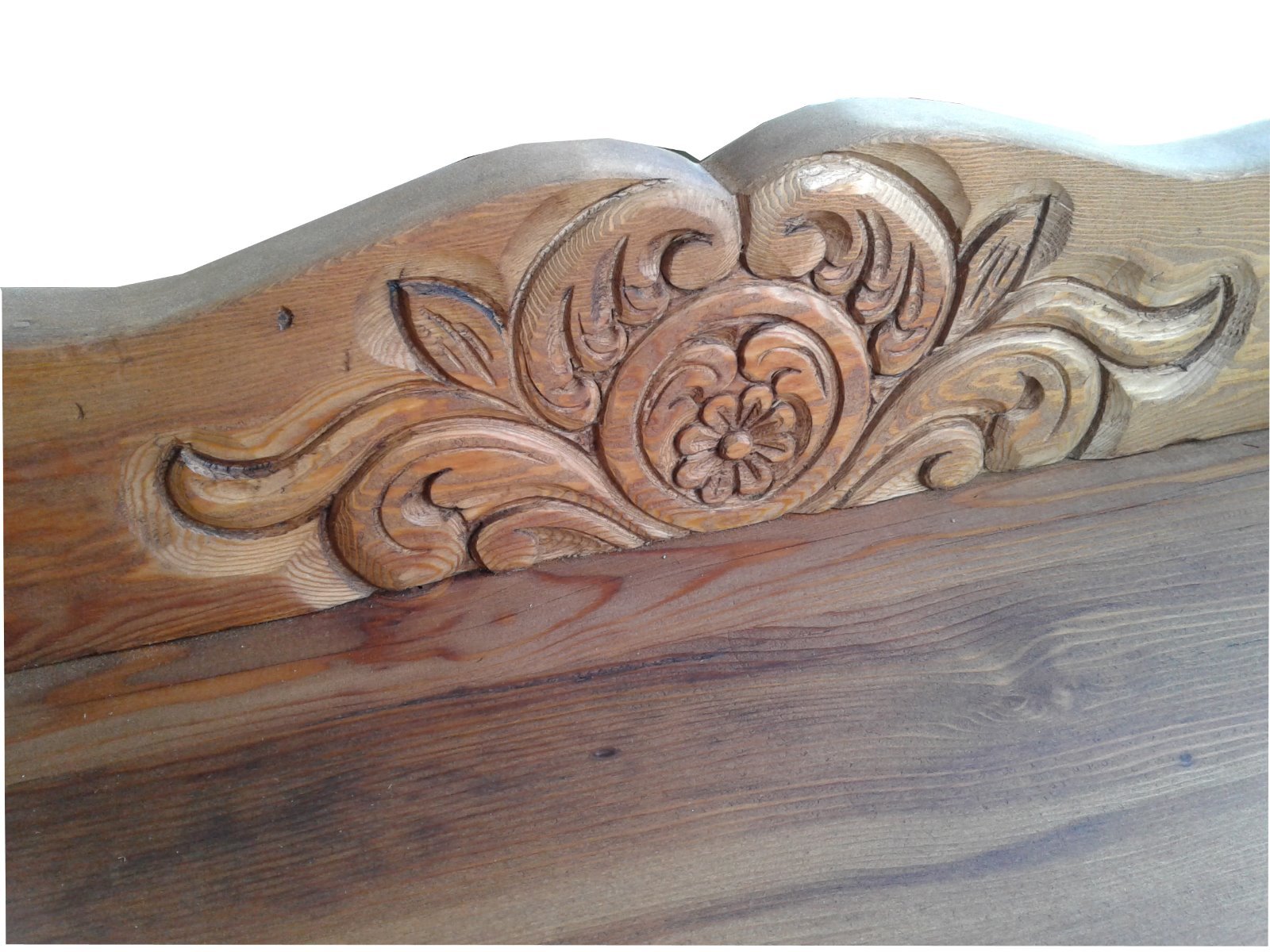 Custom Rustic Carved Wood Bathroom Vanity 30″ wide