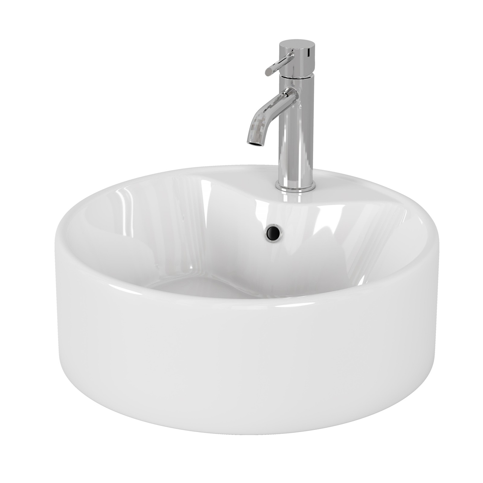 Bathroom Vessel Sink 15.7″ x 5.7″ Round Bowl Sink, Bathroom Countertop Round W