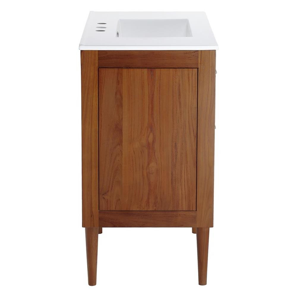 Modway Cassia 36″ Modern Wood & Ceramic Bathroom Vanity in Natural/White