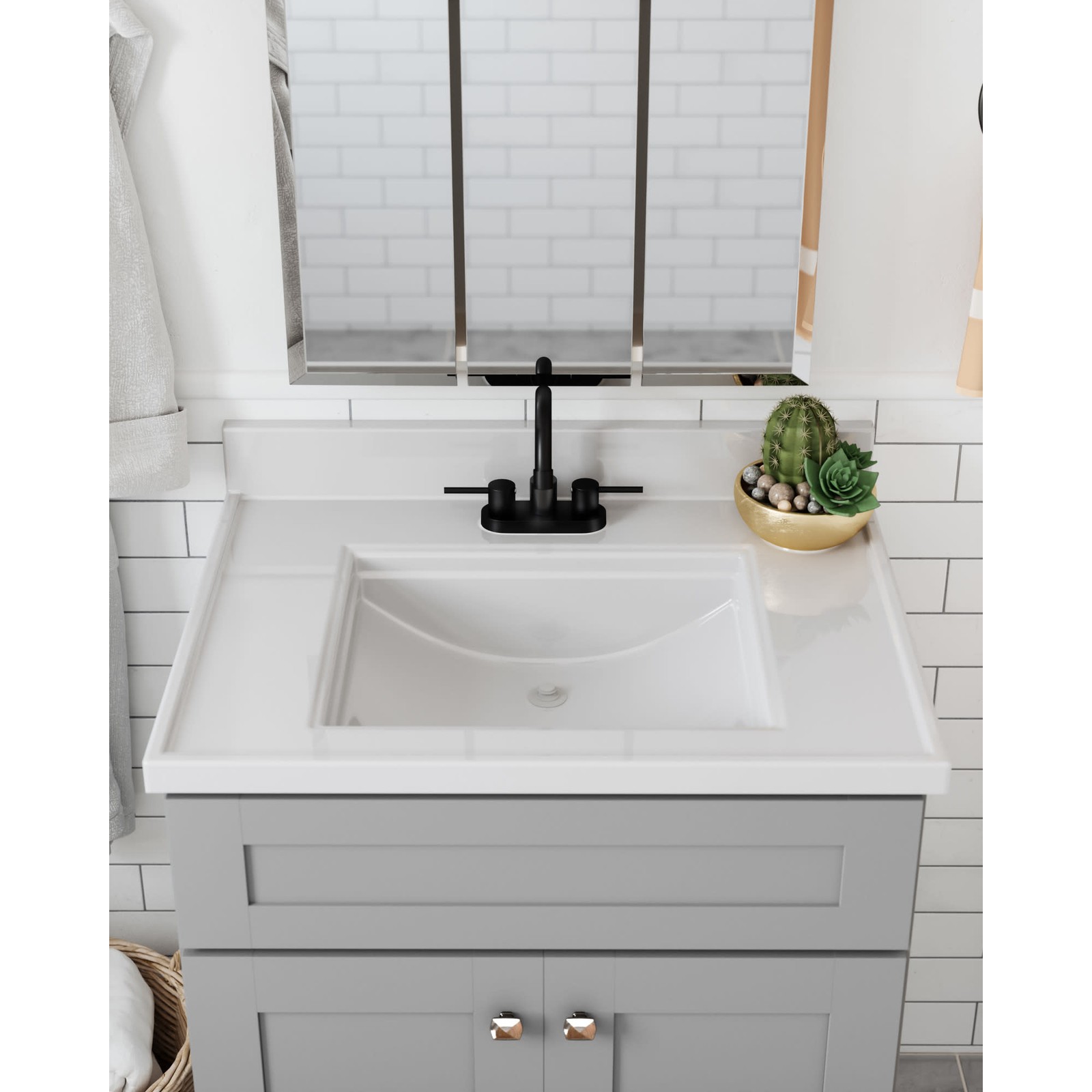 Design House 557629 Camilla I 25″ Cultured Marble Drop-In Vanity – White