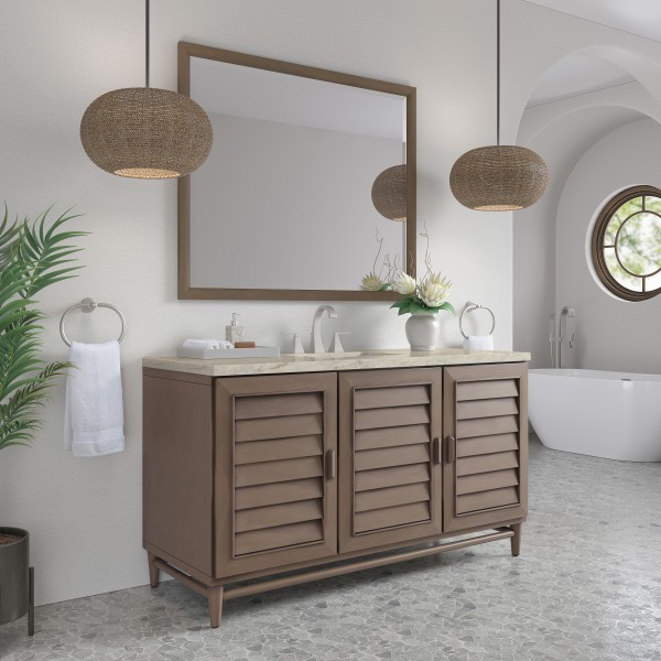 60″ James Martin Portland 620-V60S-WW-3TJR Vanity Cabinet Tajnar Eclos Top