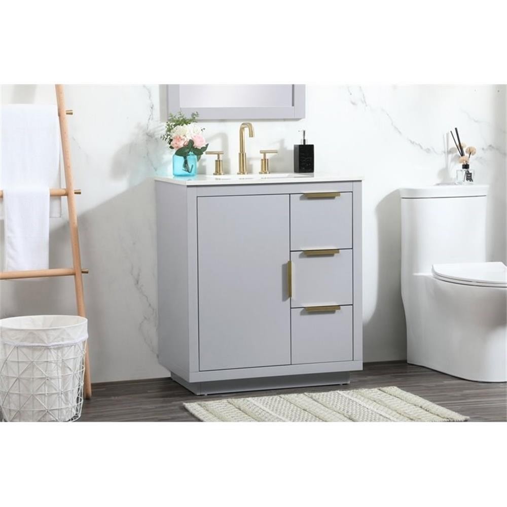 Elegant Decor Blake 30″ Aluminum Alloy MDF Single Bathroom Vanity in Gray
