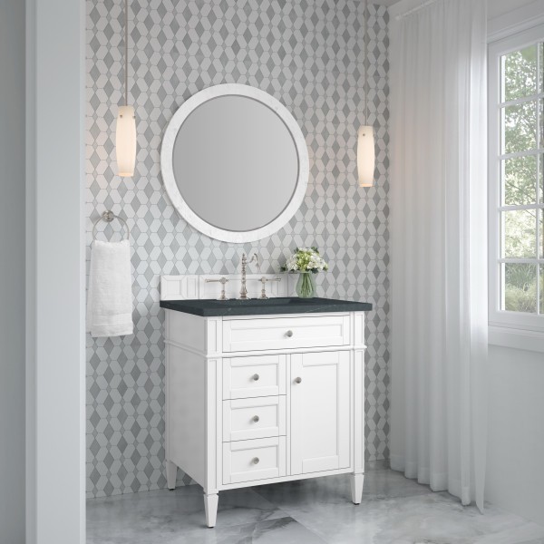 30″ James Martin Brittany 655-V30-BW-3CSP Vanity Cabinet Charcoal Soapstone Top