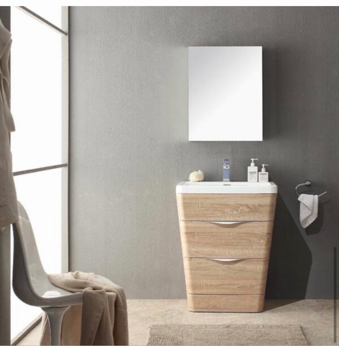 Fresca Milano Single Sink Bathroom Vanity White Oak 25.5″ Freestanding, 2 Soft …