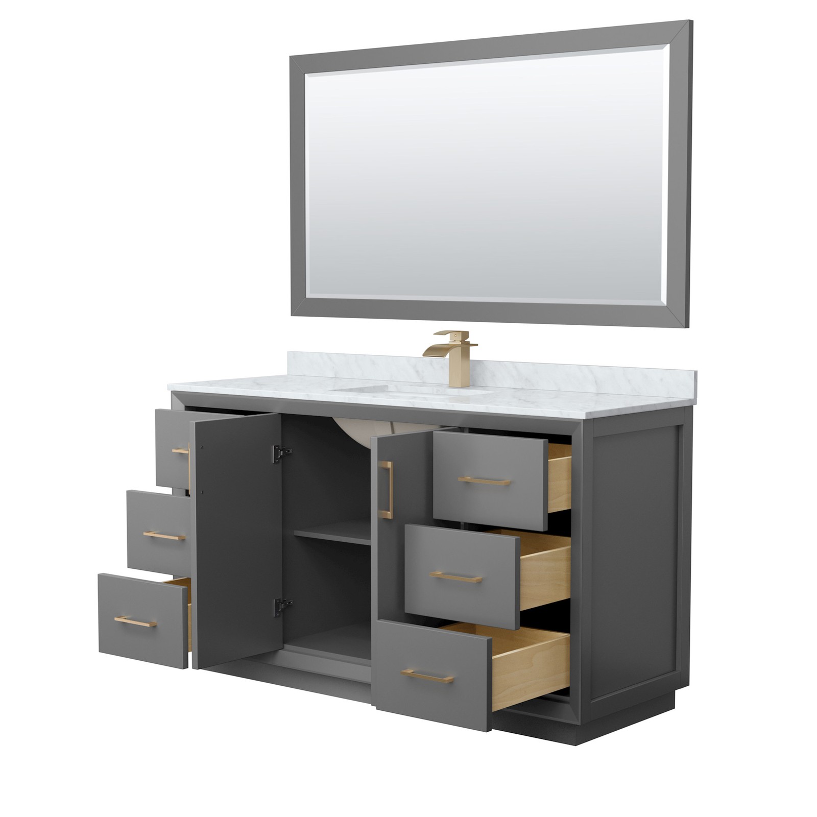 Wyndham Collection WCF414160S-NAT-UNSM58 Strada 60″ – Dark Gray / Brushed Nickel