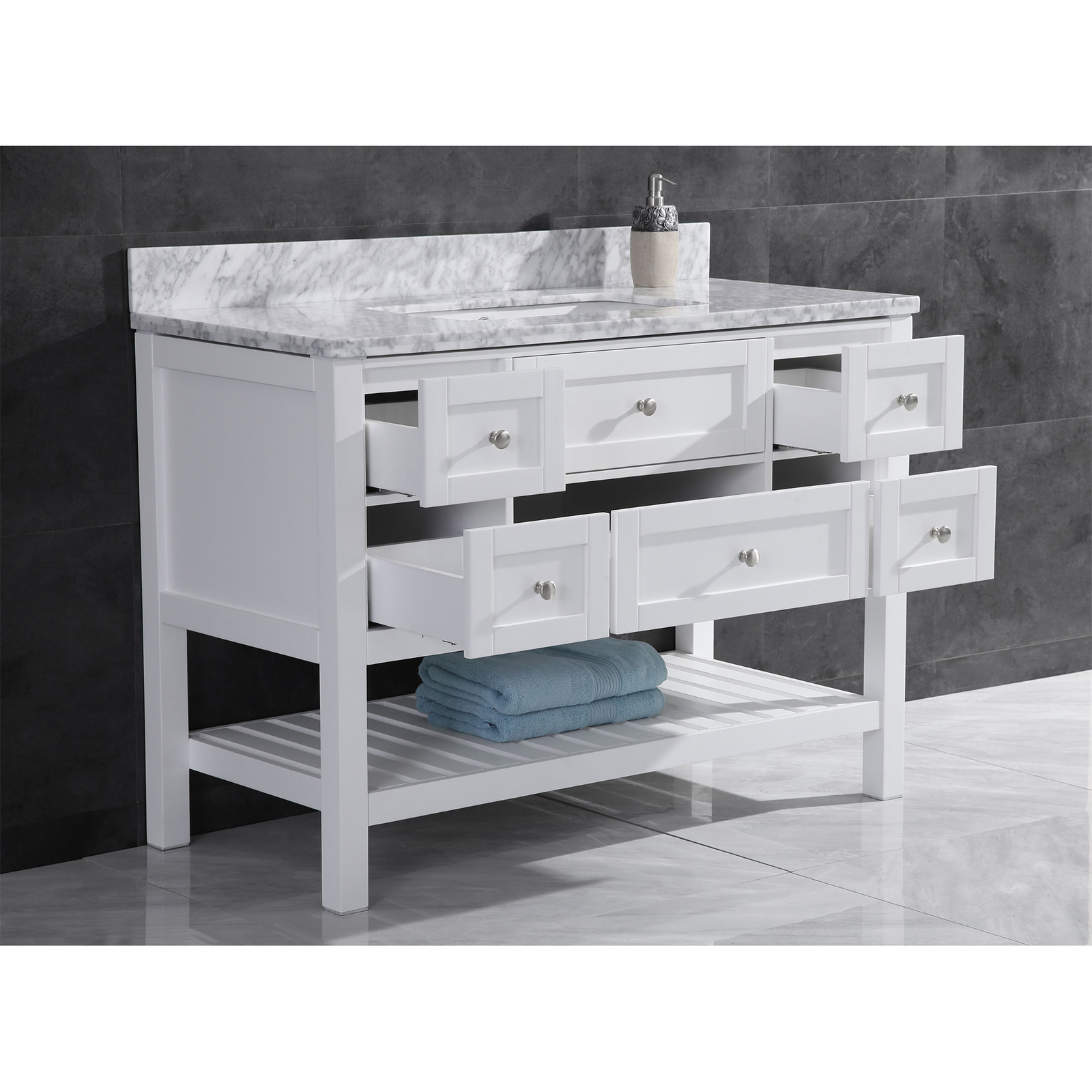 41.375″ Vanity Cabinet Set with Mirror White LV6-42W by LessCare