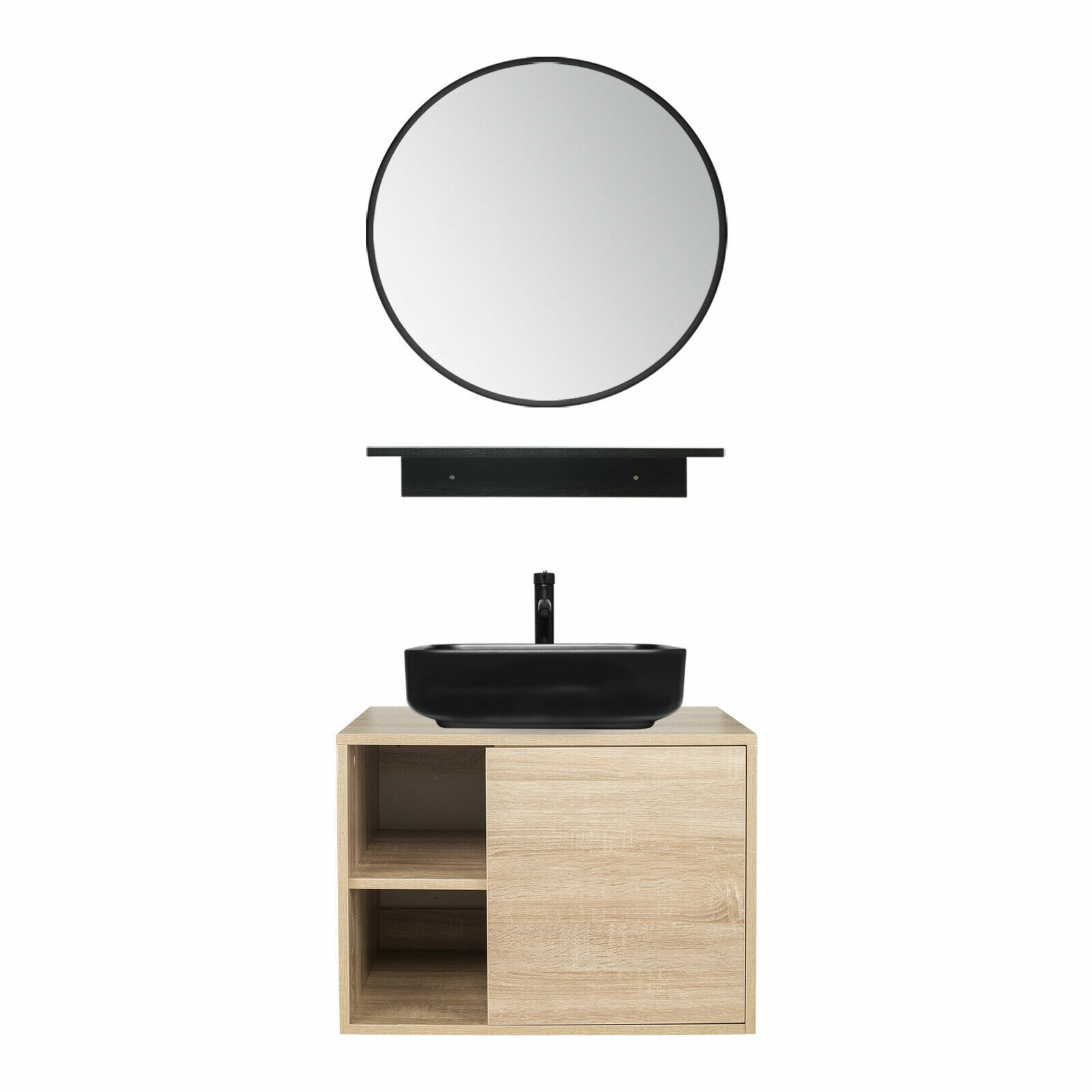 24 In Wall Mounted Bathroom Vanity Set with Vessel Sink Mirror Shelf Combo New