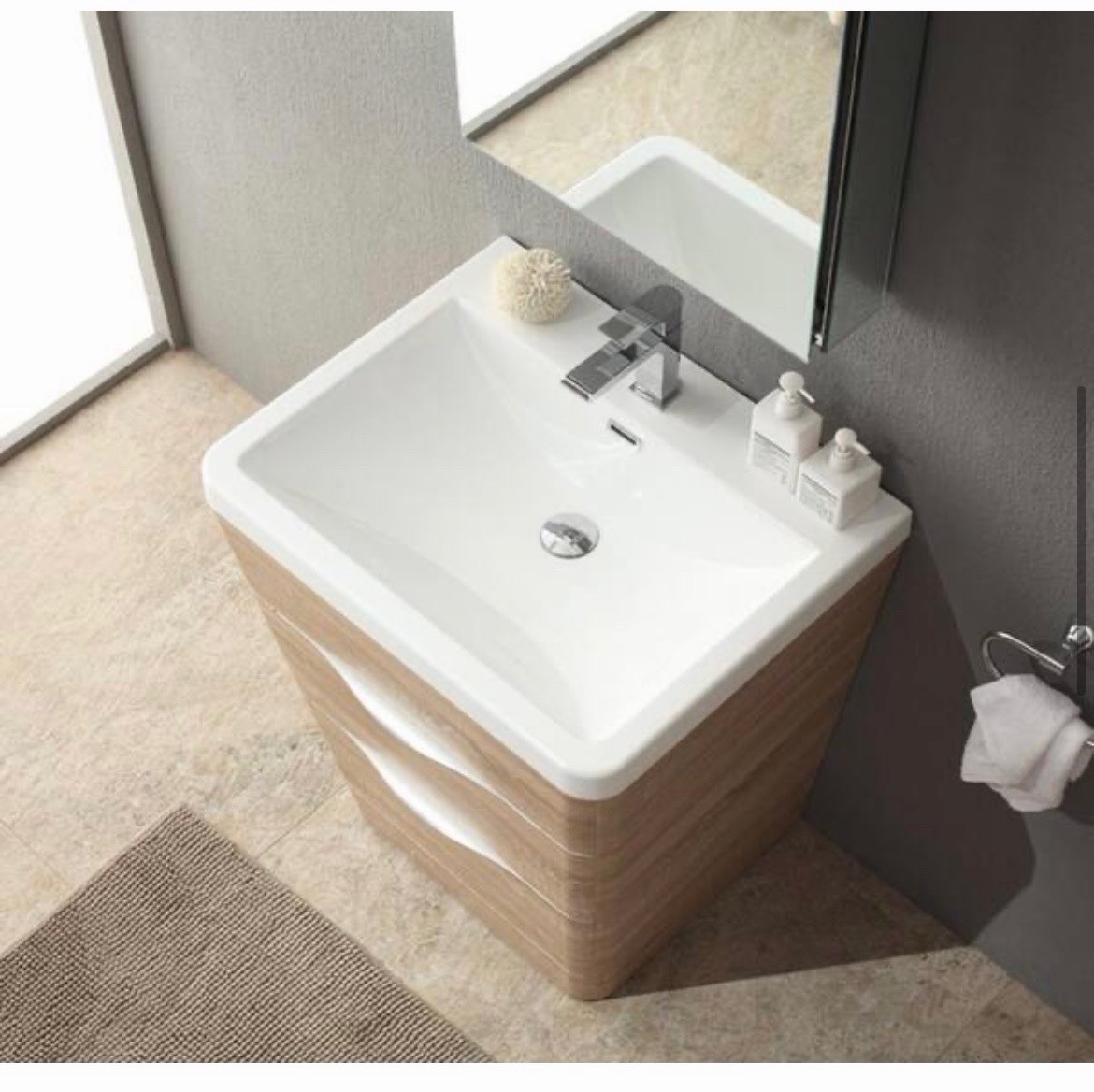 Fresca Milano Single Sink Bathroom Vanity White Oak 25.5″ Freestanding, 2 Soft …