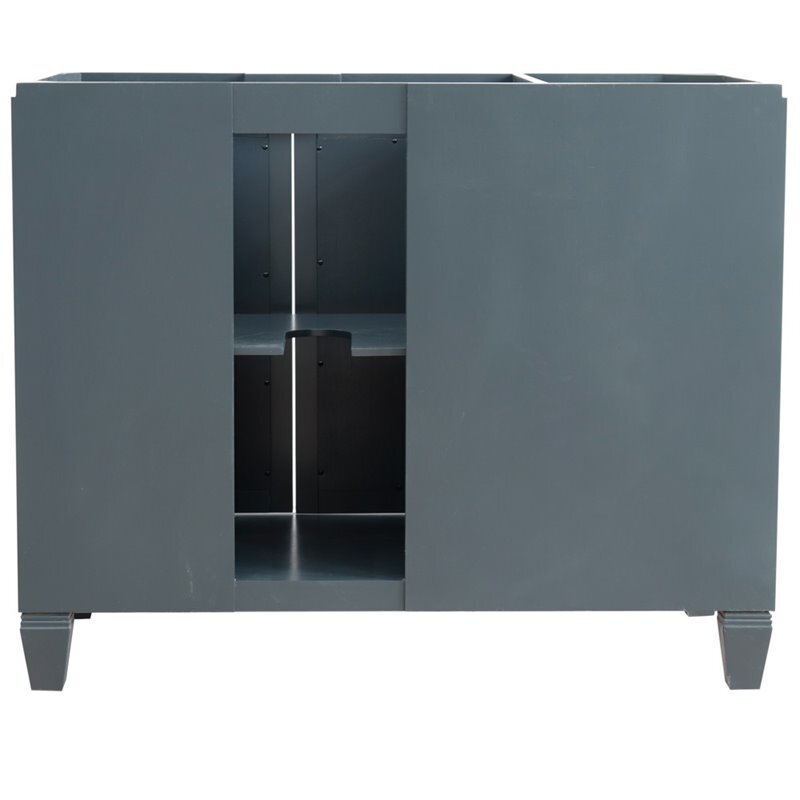 Trento Solid Wood Vanity with Right Round Sink in Gray/Black Galaxy