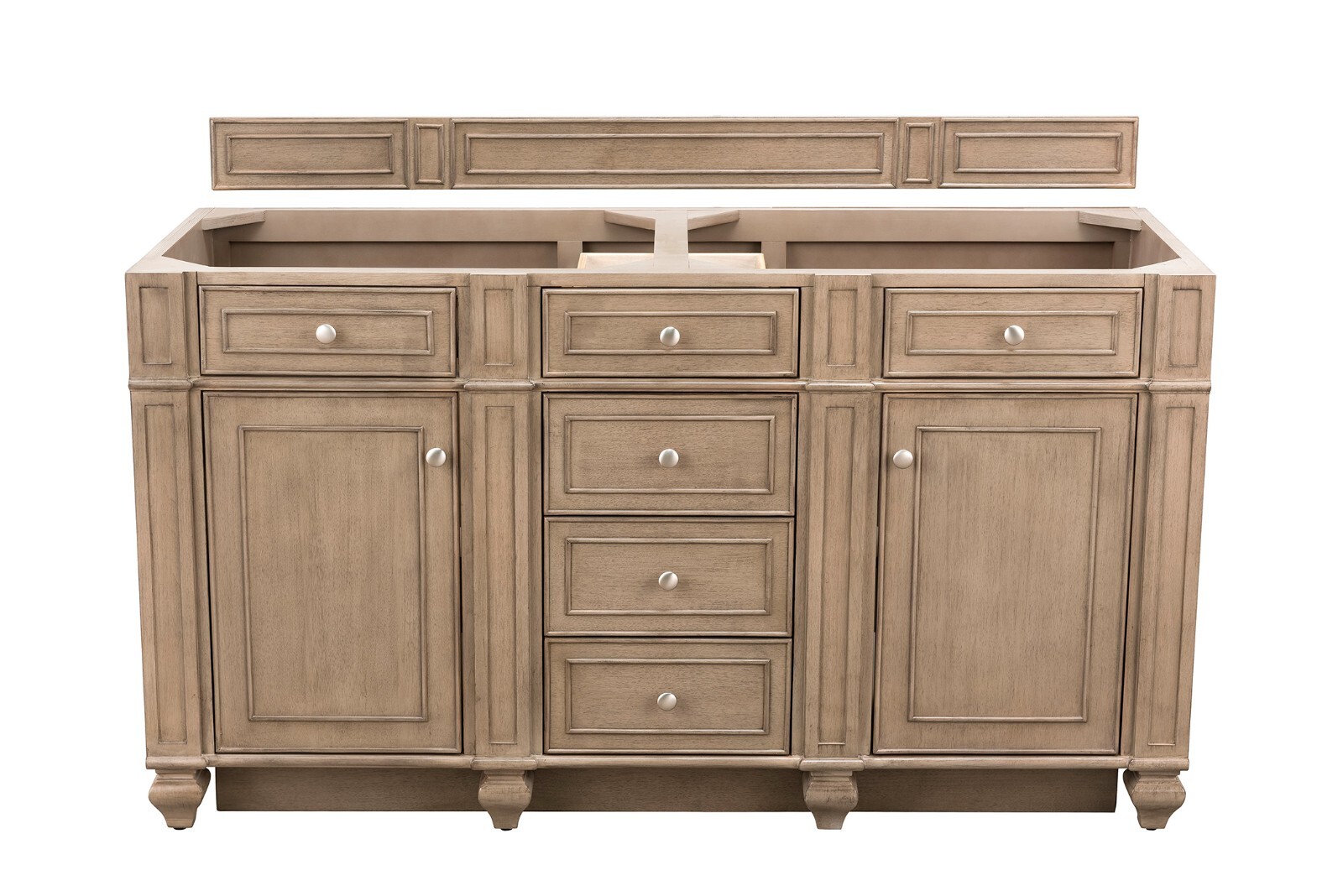 60in James Martin Bristol 157-V60D-WW Double Vanity Cabinet, Whitewashed Walnut