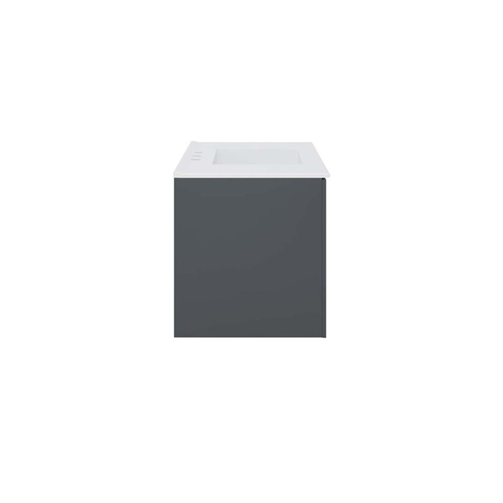 Pemberly Row 36″ Modern Wood/Ceramic Bathroom Vanity in Gray/White