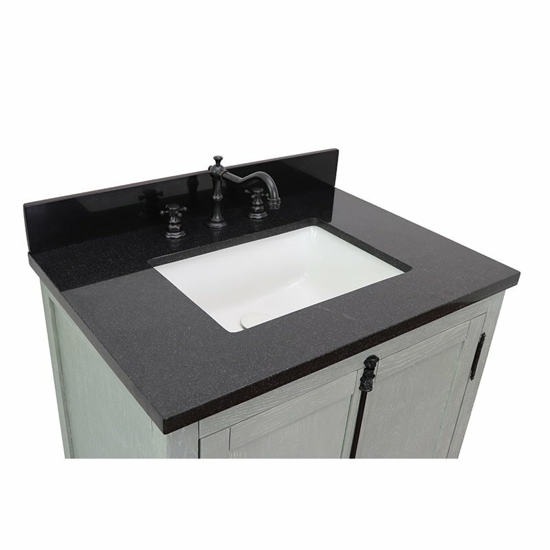 Plantation 31″ Solid Wood Single Rectangle Sink Vanity in Gray Ash/Black