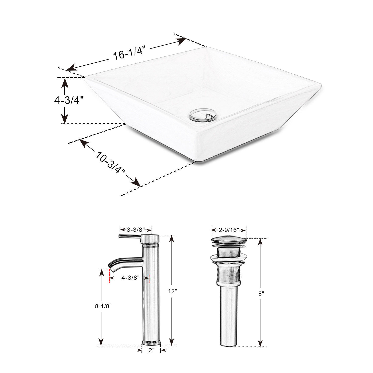 24″ White Bathroom Vanity Cabinet Single Wood & Ceramic Vessel Sink Top Modern