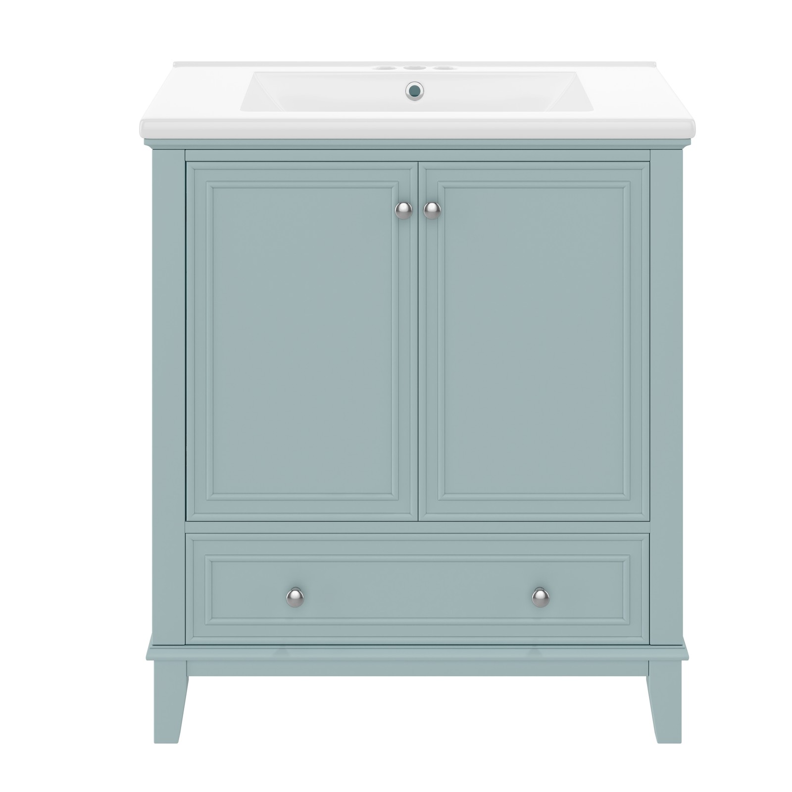 30″ Bathroom Vanity with Sink Combo, Green, Solid Wood & MDF Cabinet