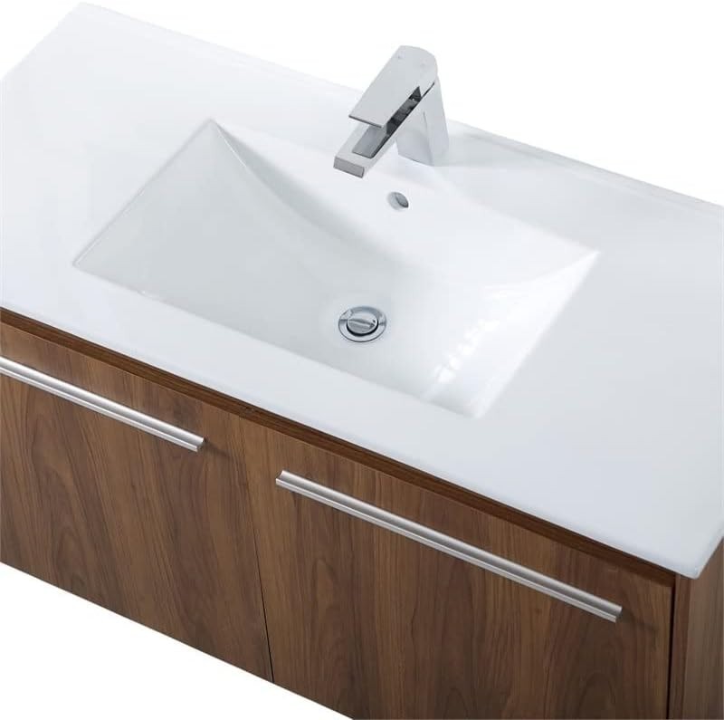 Elegant Lighting 40 inch Single Bathroom Floating Vanity in Walnut Brown