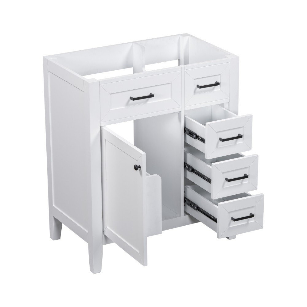 Vanity with Three Sliding Drawers and Shelves For Bathrooms Without Sinks
