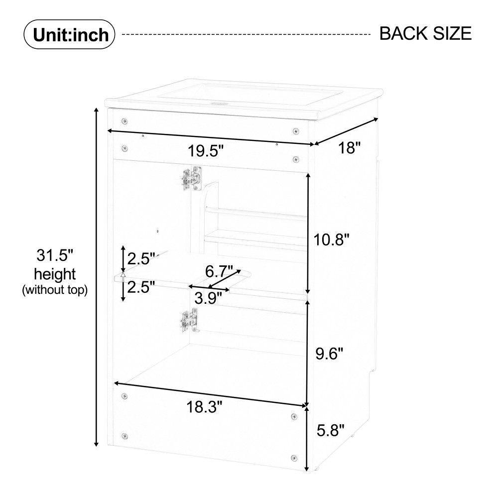 20″ Bathroom Vanity with Sink Vanity Cabinetwith Door Shelf and Adjustable Shelf
