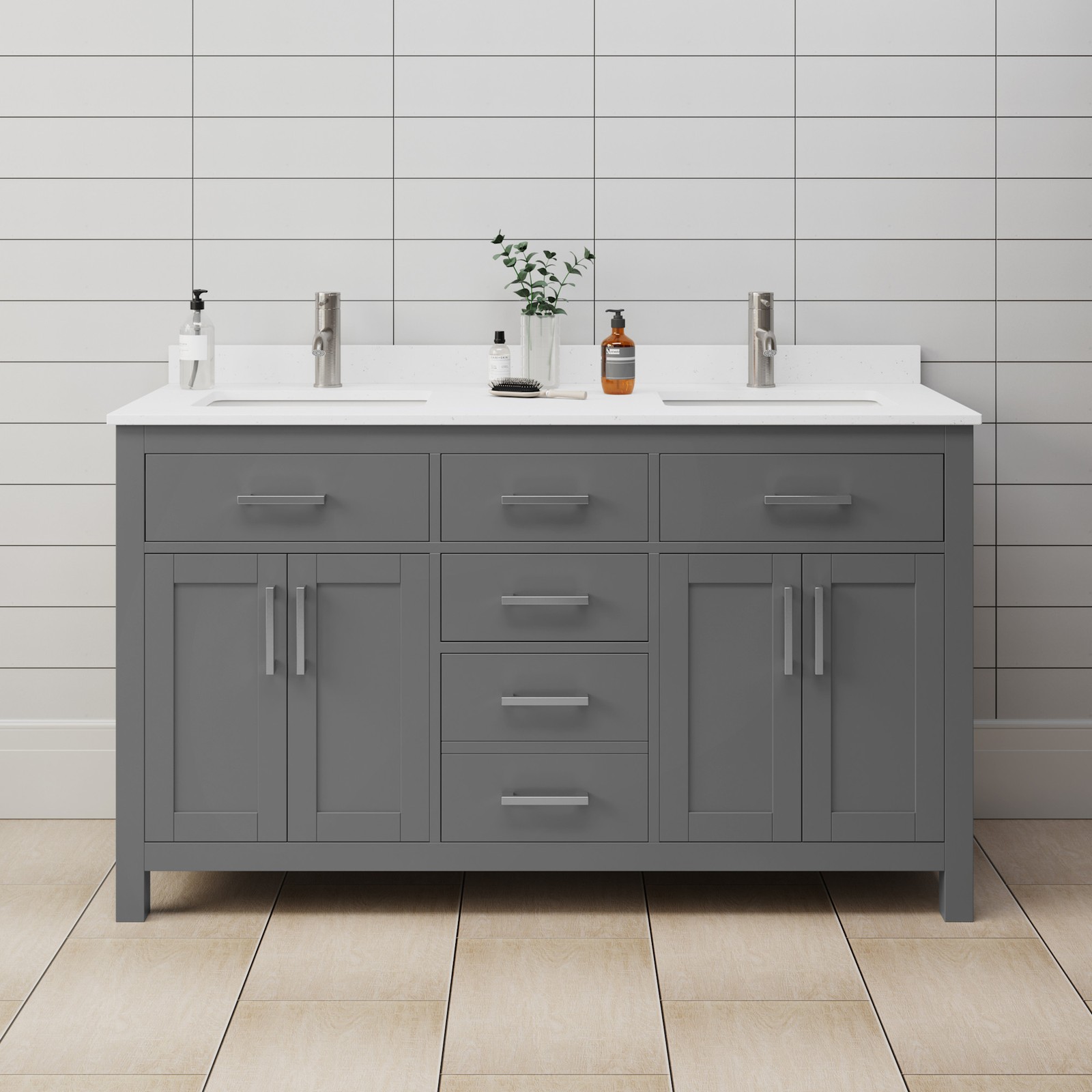 Wyndham Collection WCG242460DWCUNSMXX Beckett 60″ – Dark Gray / White Cultured
