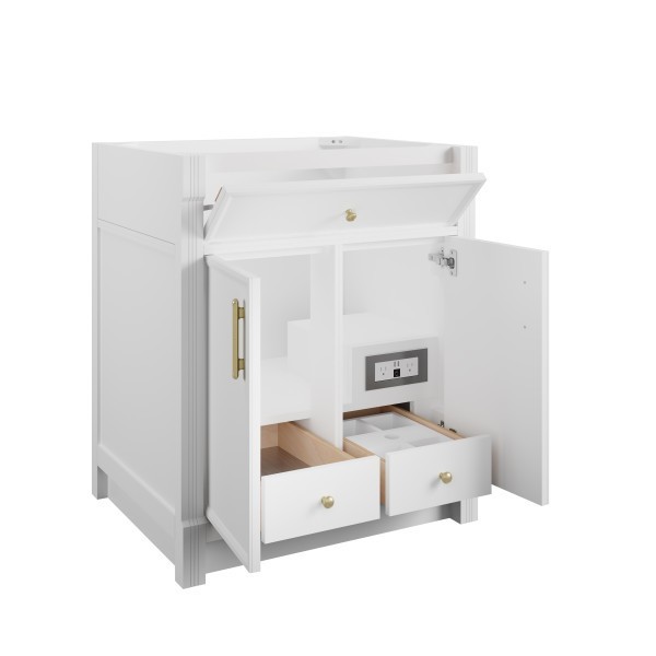 30″ James Martin Bellshire 660-V30-BW-1WZ Vanity Cabinet White Zeus Top