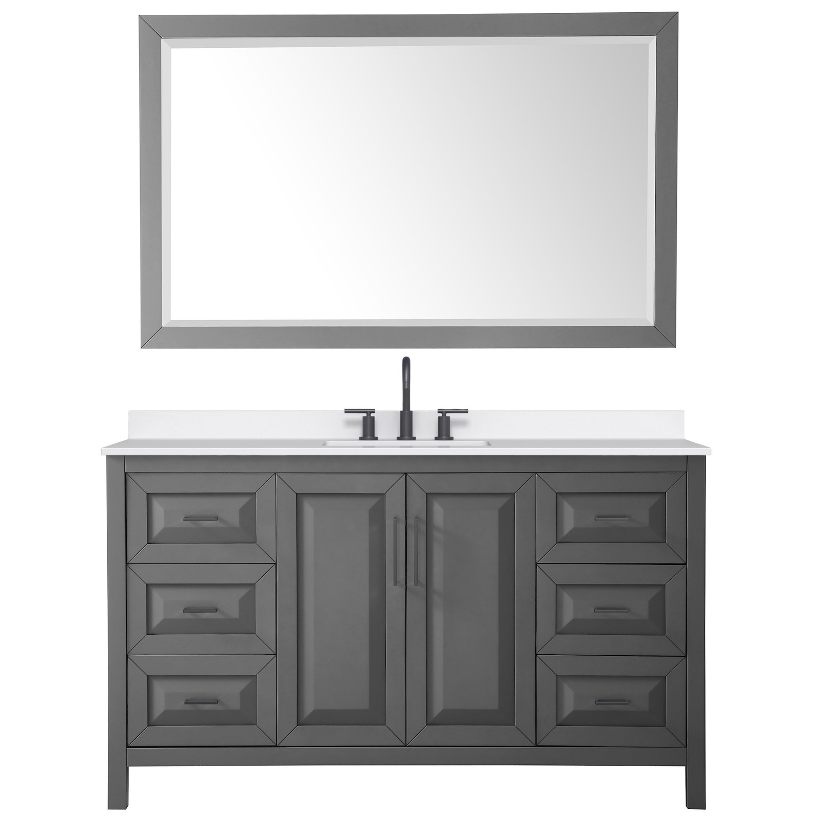 Wyndham Collection WCV252560S-QTZ-US3M58 Daria 60″ – Dark Espresso / White