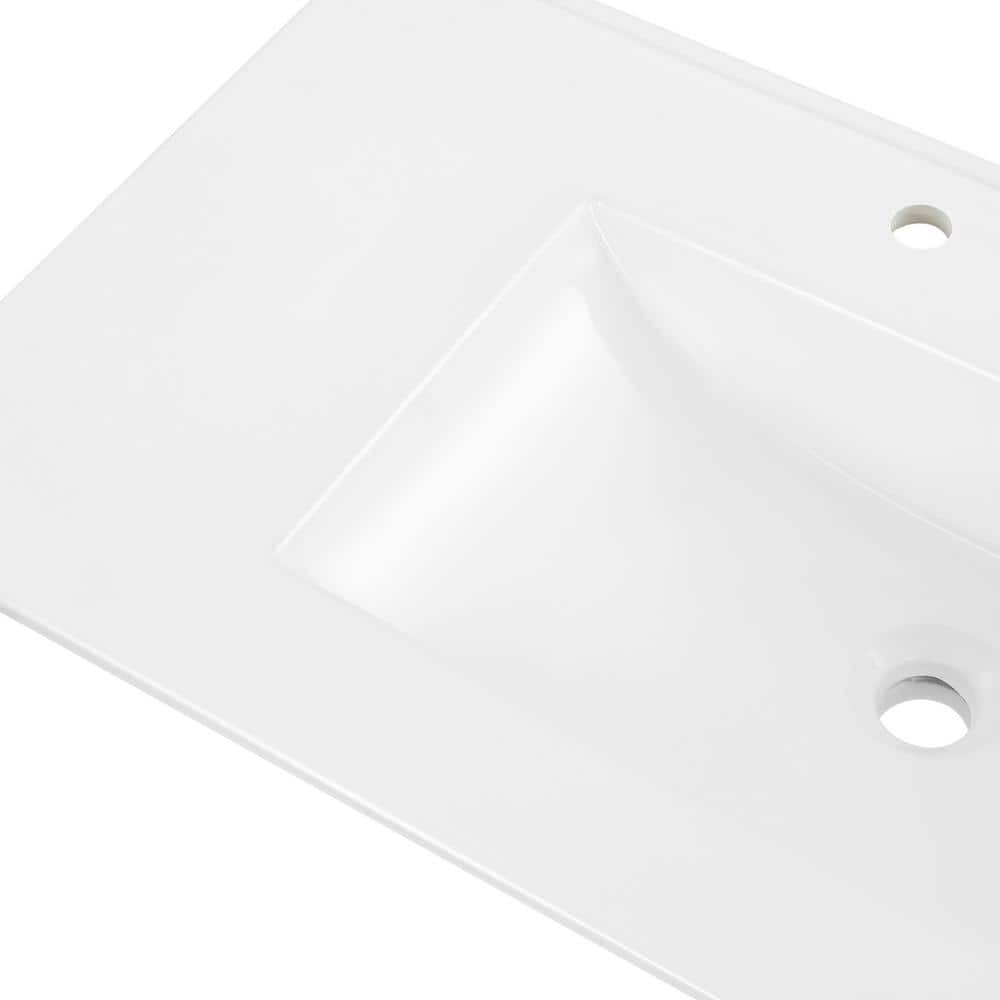 JONATHAN Y 36″ W x 18.25″ D Classic Rectangular Ceramic Sink Vanity Top White