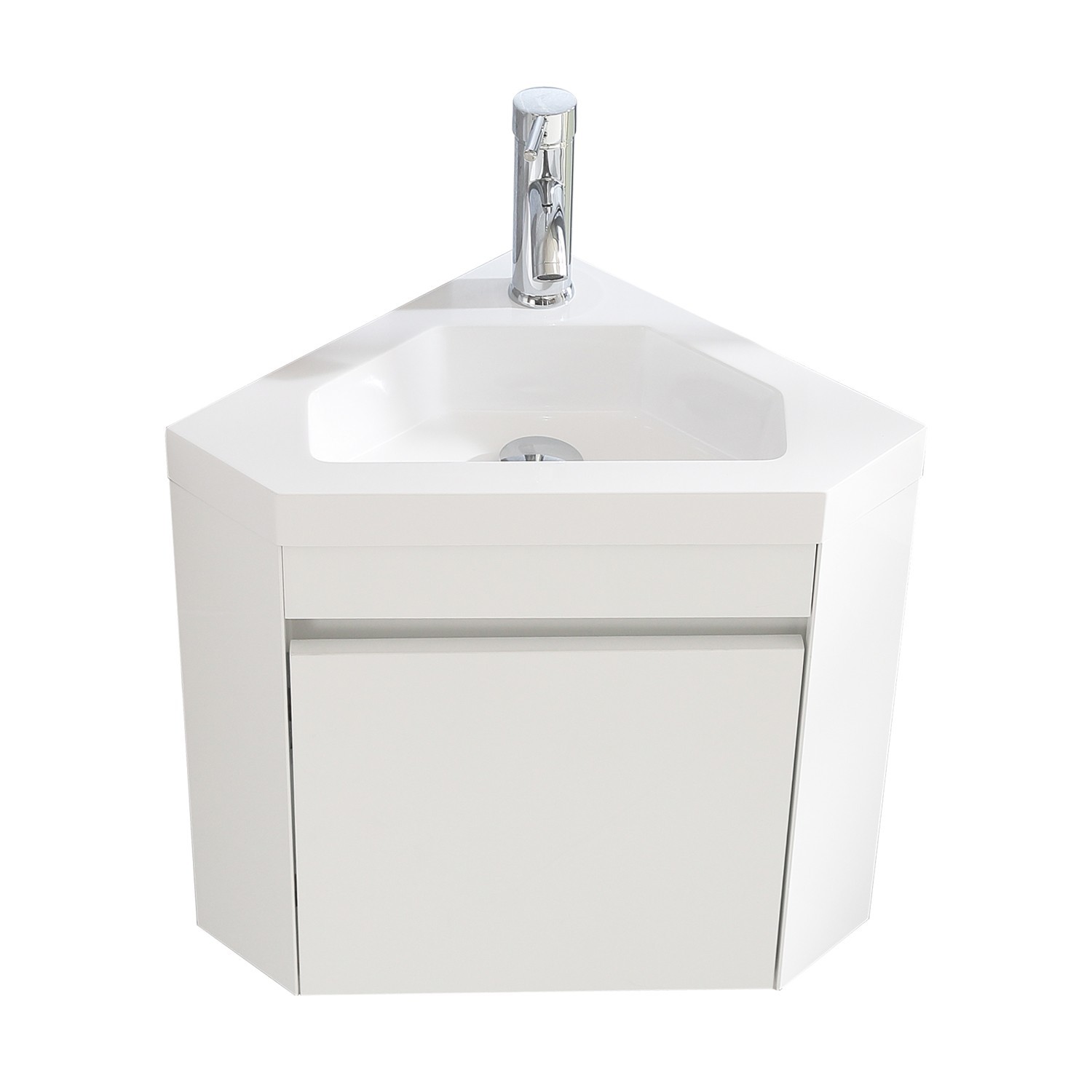 22″ Corner Wall Mounted Bathroom Vanity Floating Cabinet w/Sink for Small Space
