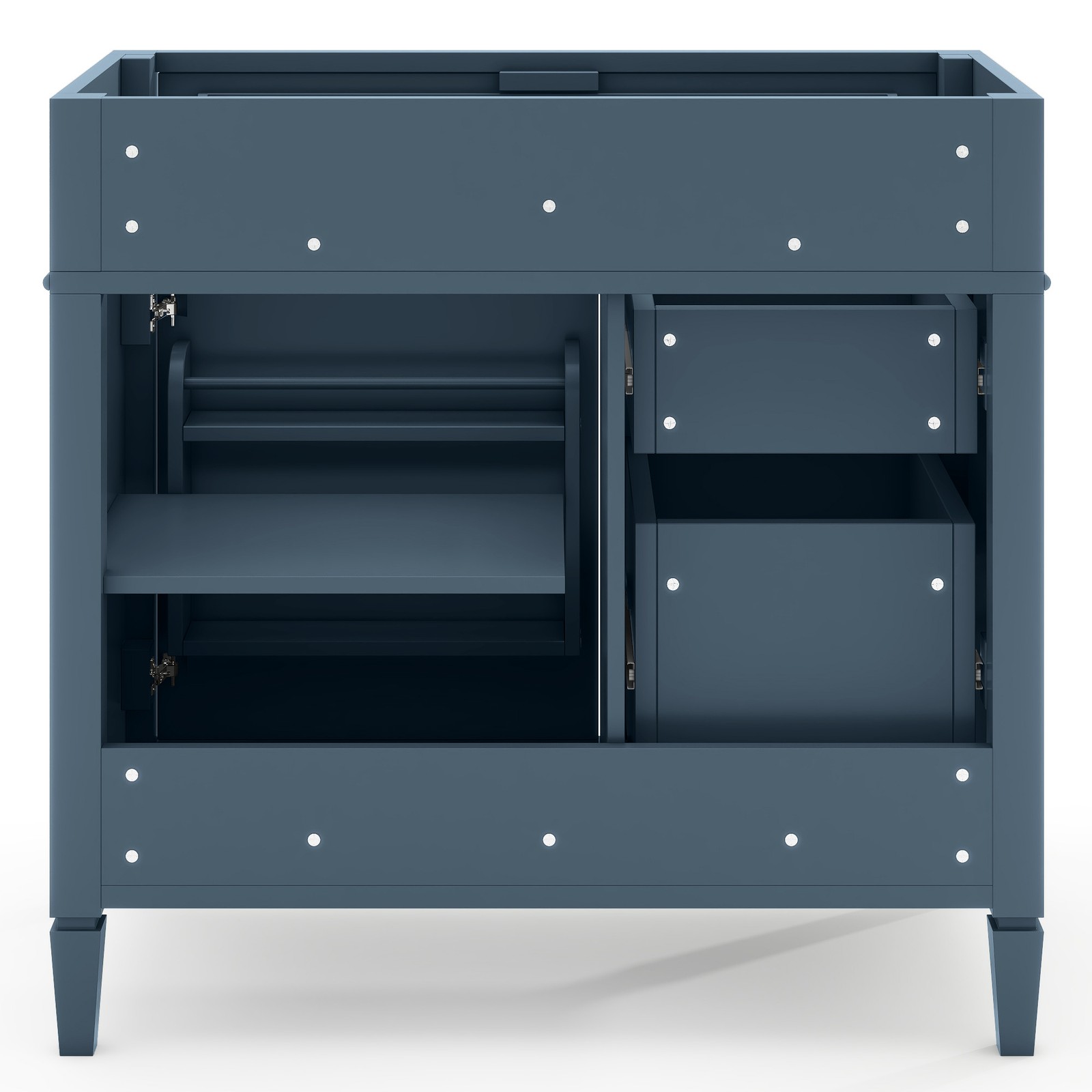 Blue Modern Bathroom Vanity w/ 3 Drawers, Solid Wood Frame, No Top Sink