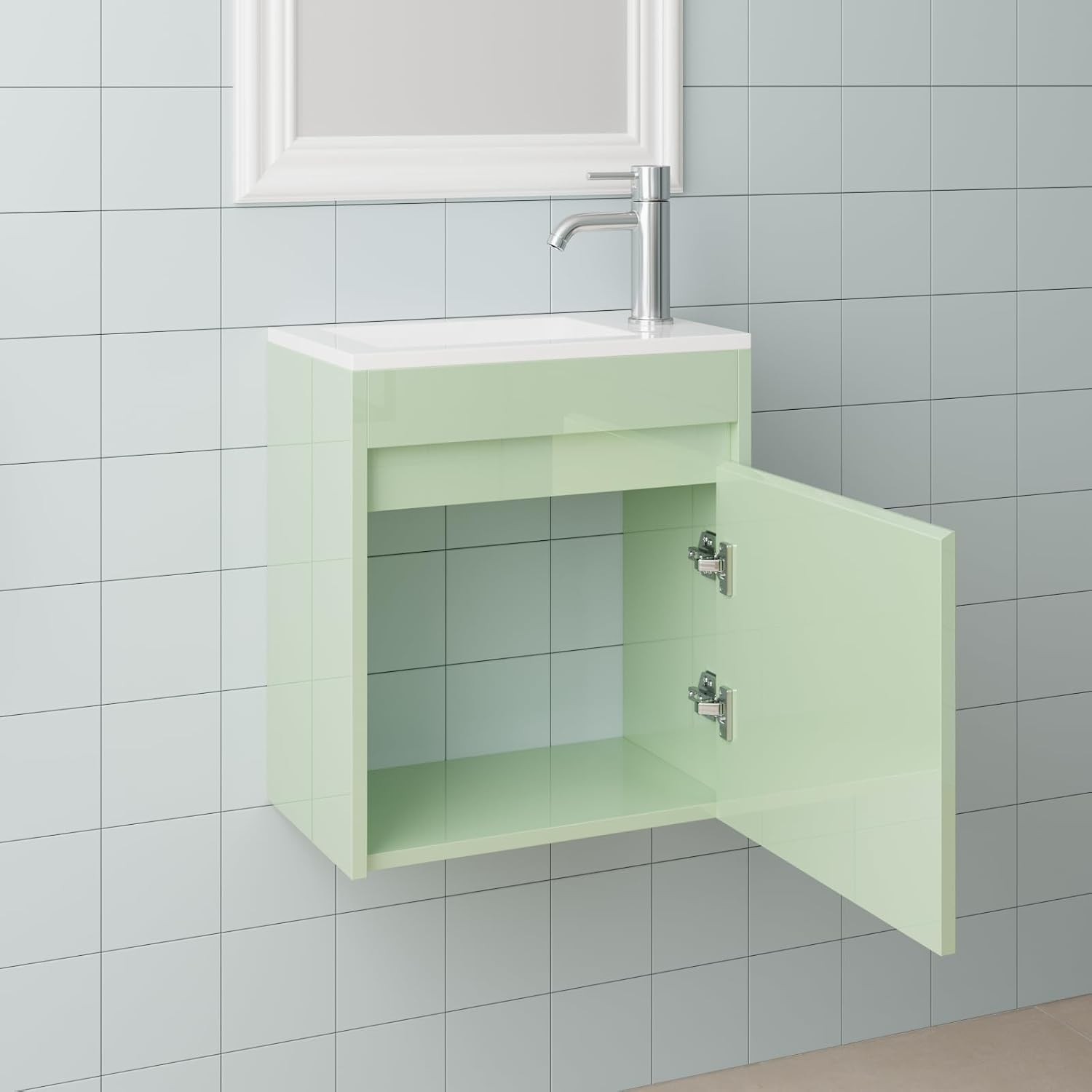 16″ Small Bathroom Vanity Sink Combo for Small Space Wall Mounted Cabinet Set