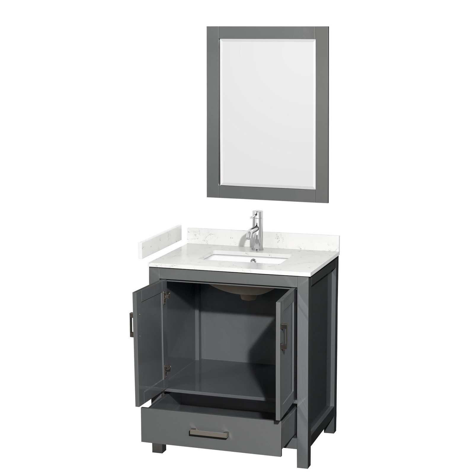 Wyndham Collection WCS141430S-VCA-M24 Sheffield 30″ – White / Carrara Cultured