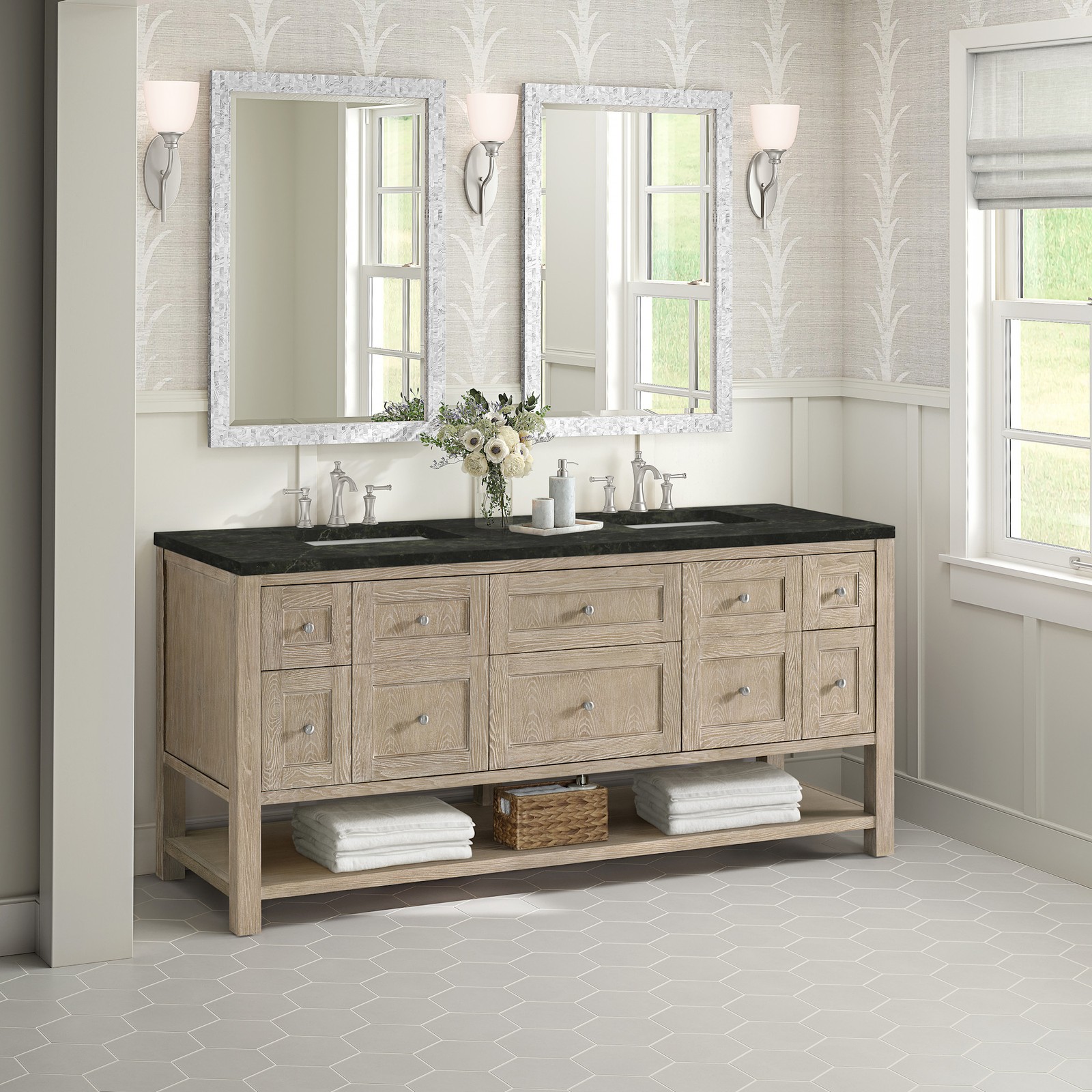 James Martin Vanities 330-V72-3PHT Breckenridge 72″ – Whitewashed Oak