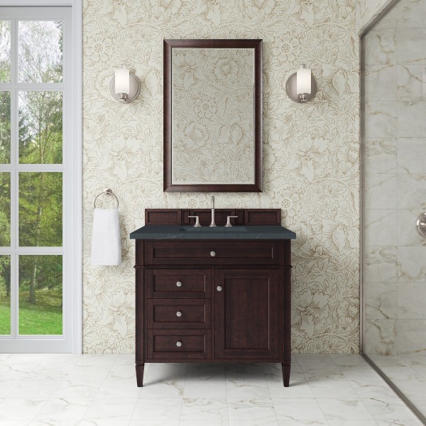 36″ James Martin Brittany 650-V36-BNM-3CSP Vanity Cabinet Charcoal Soapstone Top