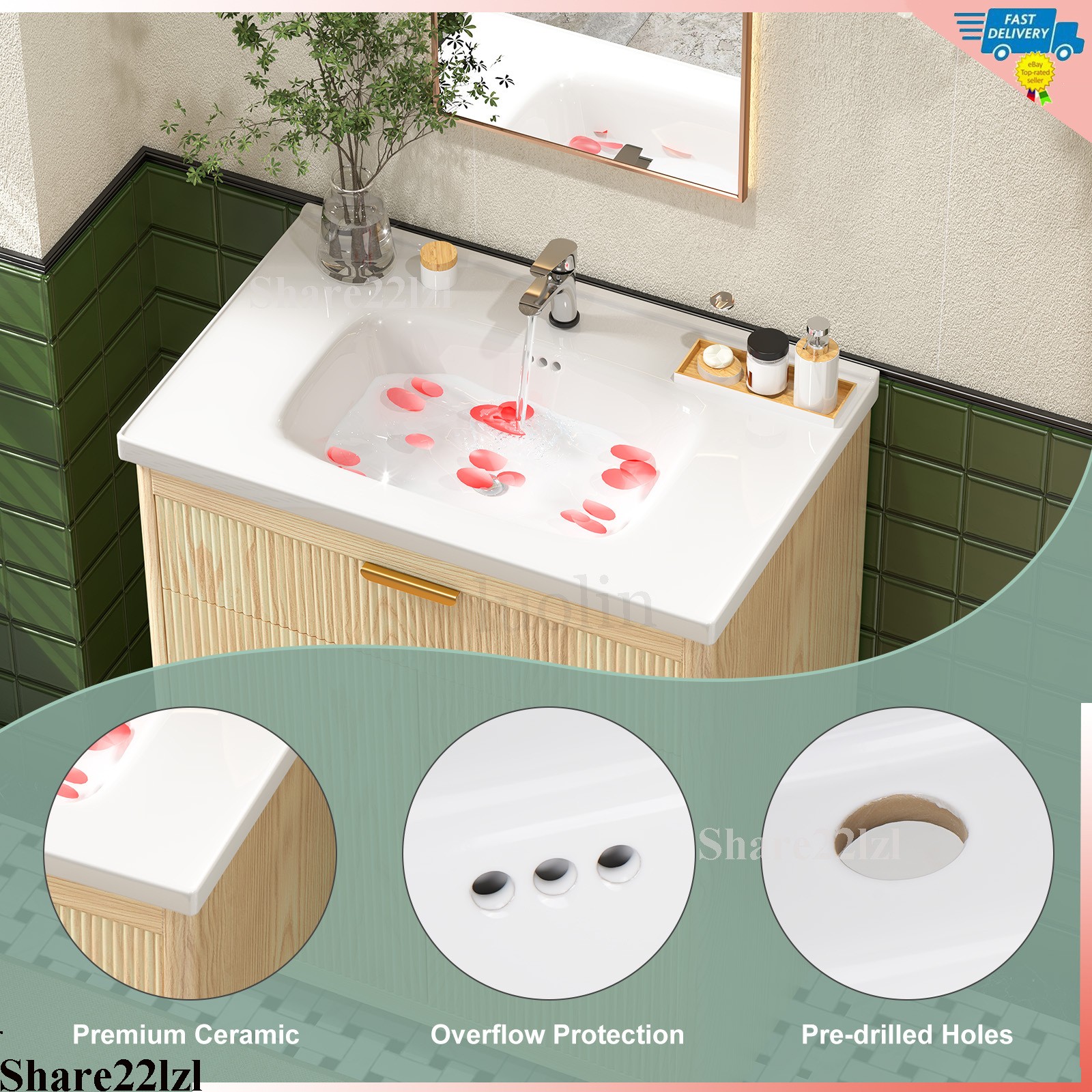 31.5″ Bathroom Vanity with Sink, Freestanding Particle Board Storage Cabinet
