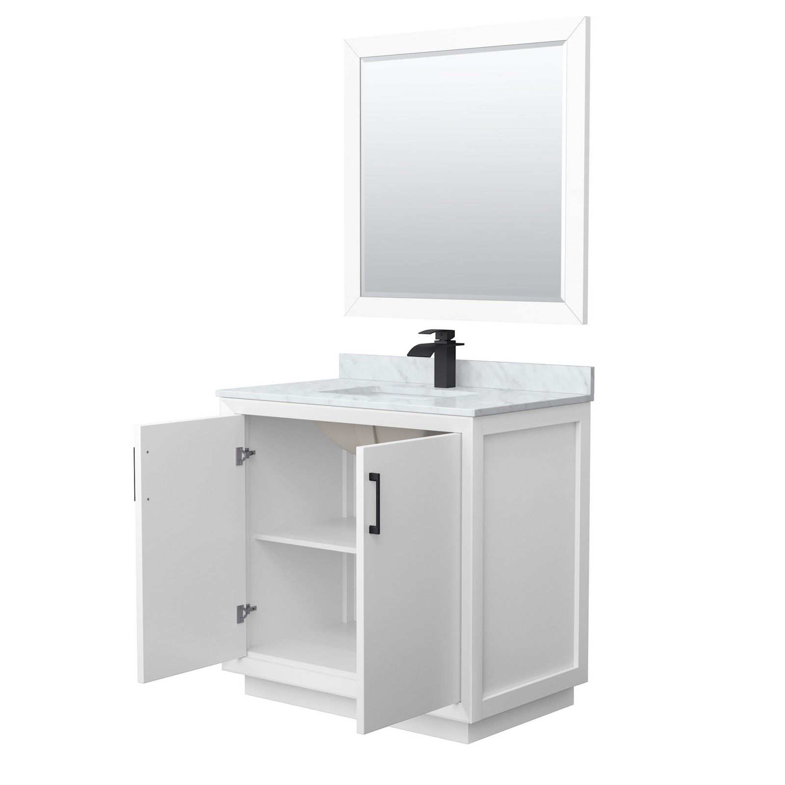 Wyndham Collection WCF414136S-NAT-UNSM34 Strada 36″ – White / Brushed Nickel