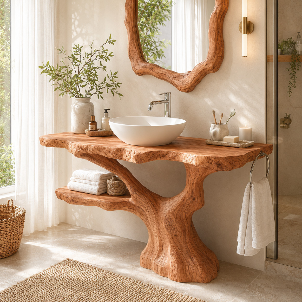 Organic Floating Wall Shelf Sculptural Wood Shelf Modern Mushroom Shelf Minimali