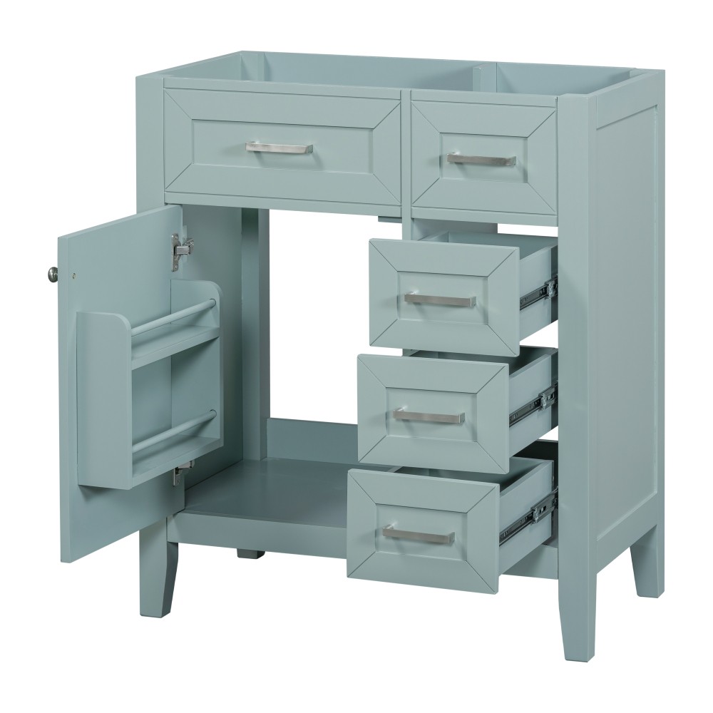 Vanity with Three Sliding Drawers and Shelves For Bathrooms Without Sinks