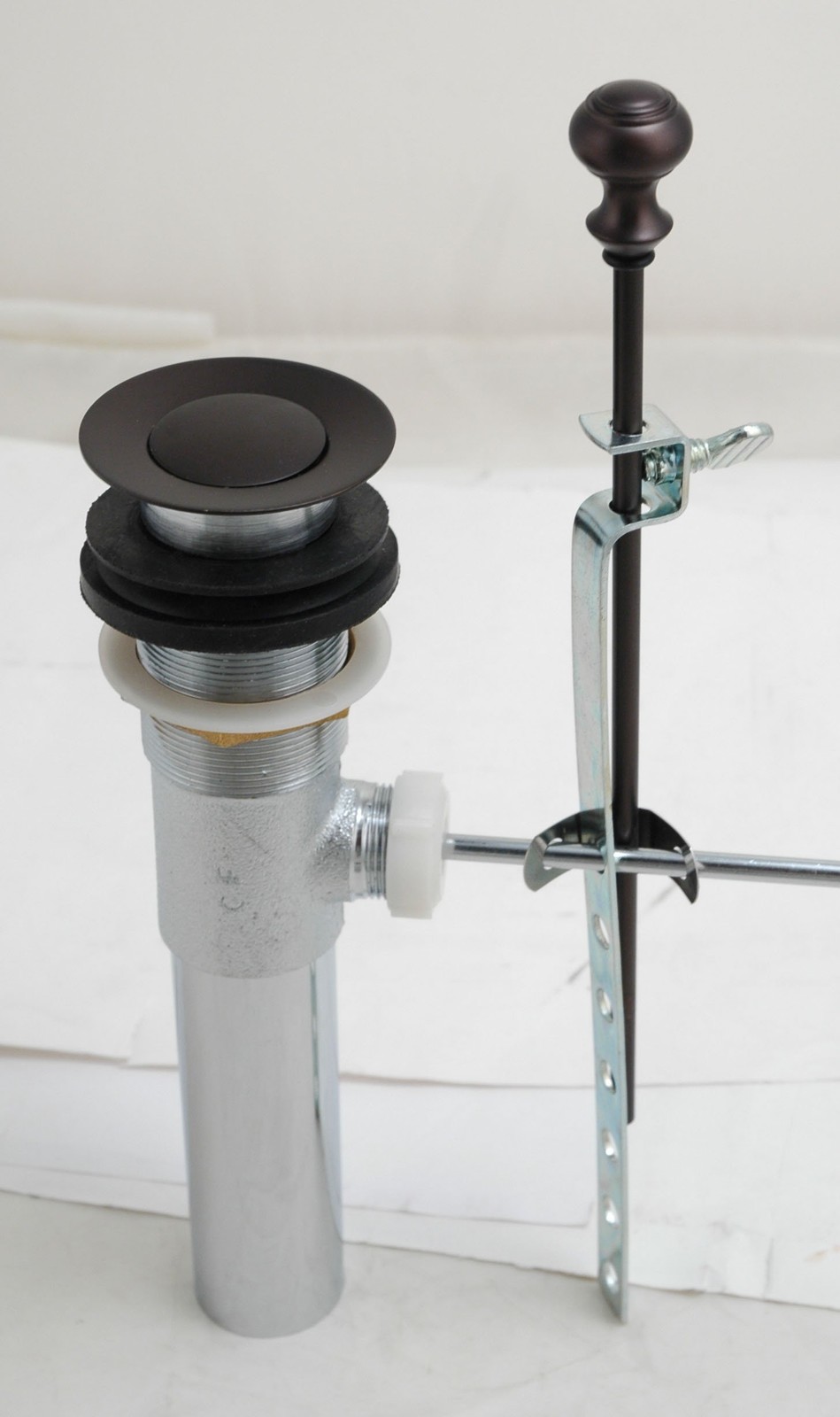 Lavatory Drain Brass Pop-Up Drain Assembly with Pull out & Overflow Matte Black