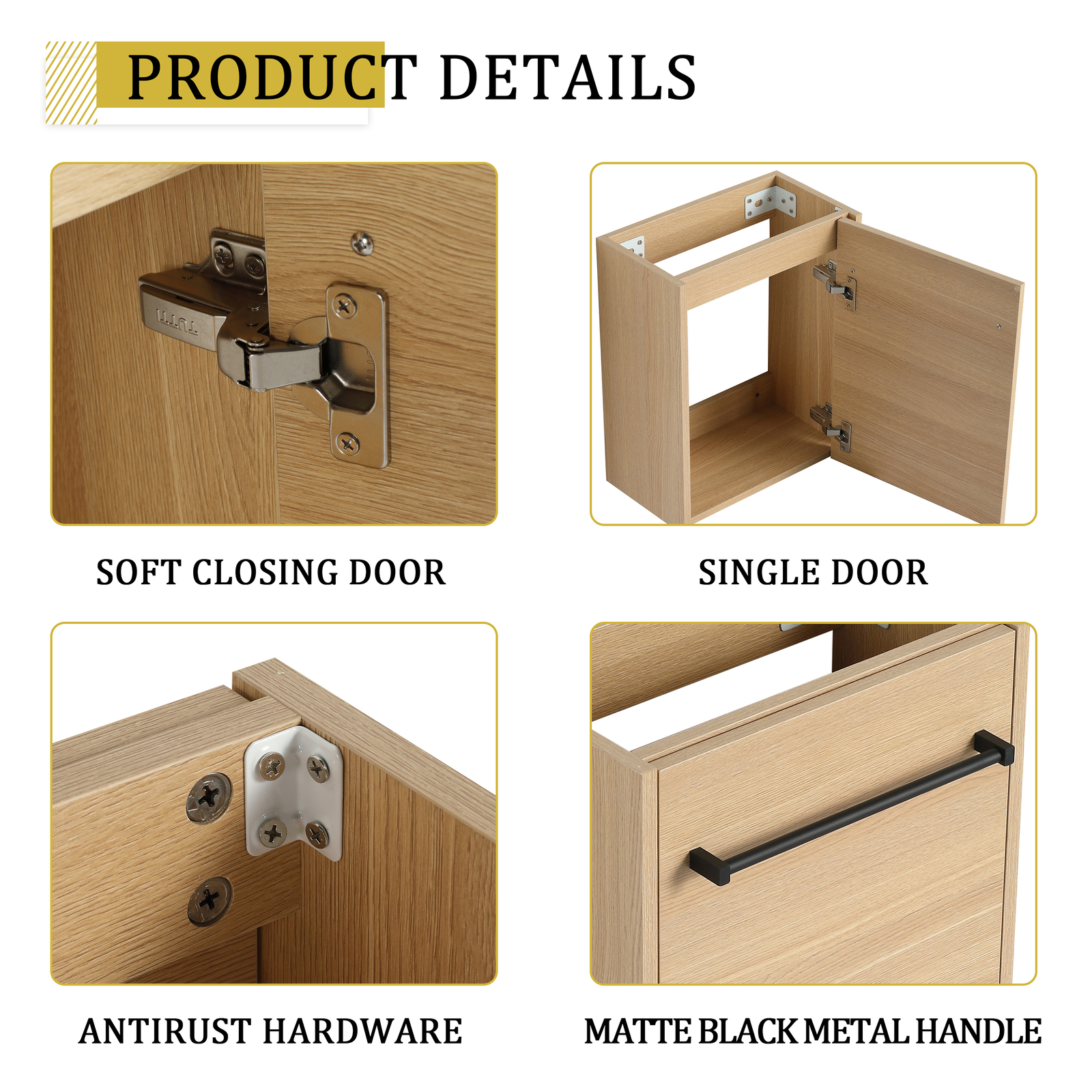 16” Floating Wall-Mounted Bathroom Vanity with Ceramic Sink For Small Bathroom