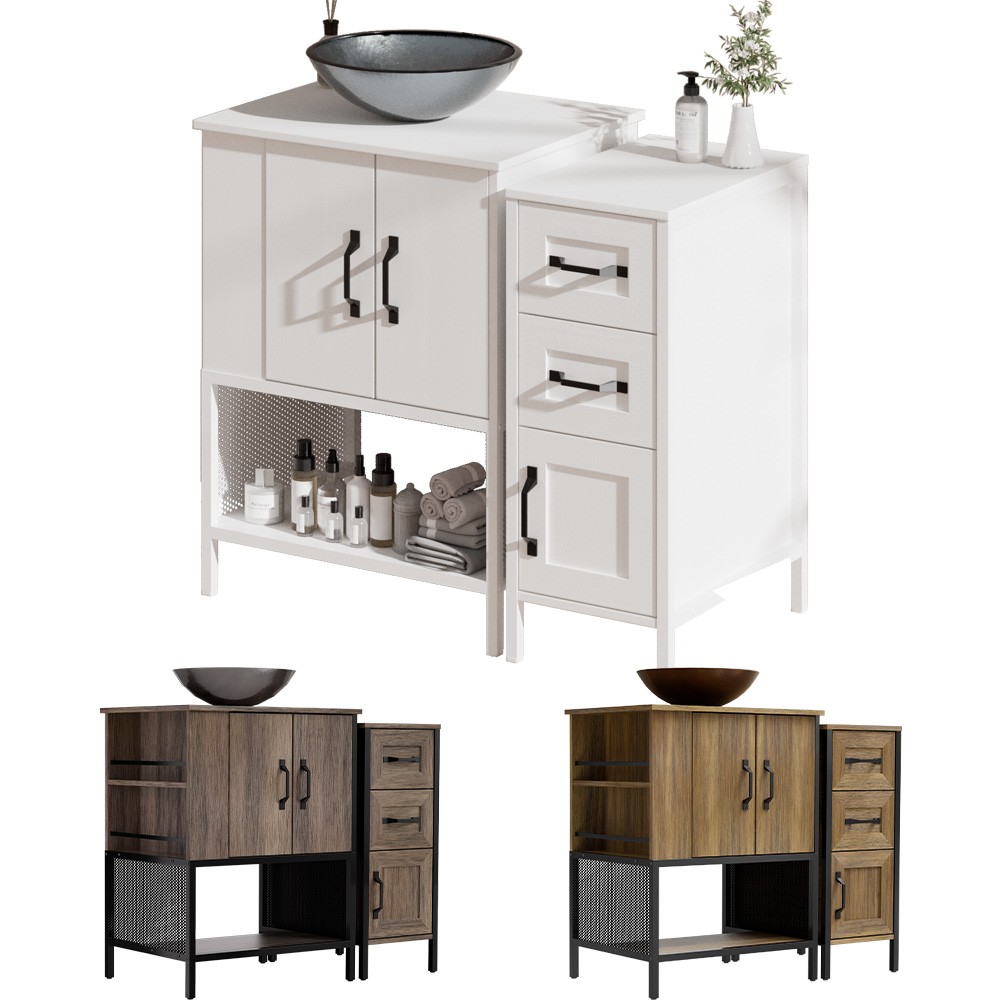 24″/36″/48″ Bathroom Vanity w/Sink Freestanding Cabinet Drawer White/Grey/Oak US