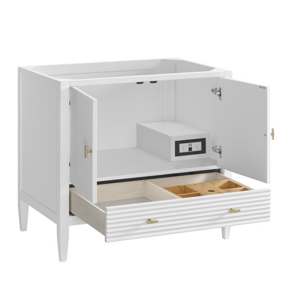 36″ James Martin Myrrin 485-V36-BW-3WZ Vanity Cabinet White Zeus Silestone Top