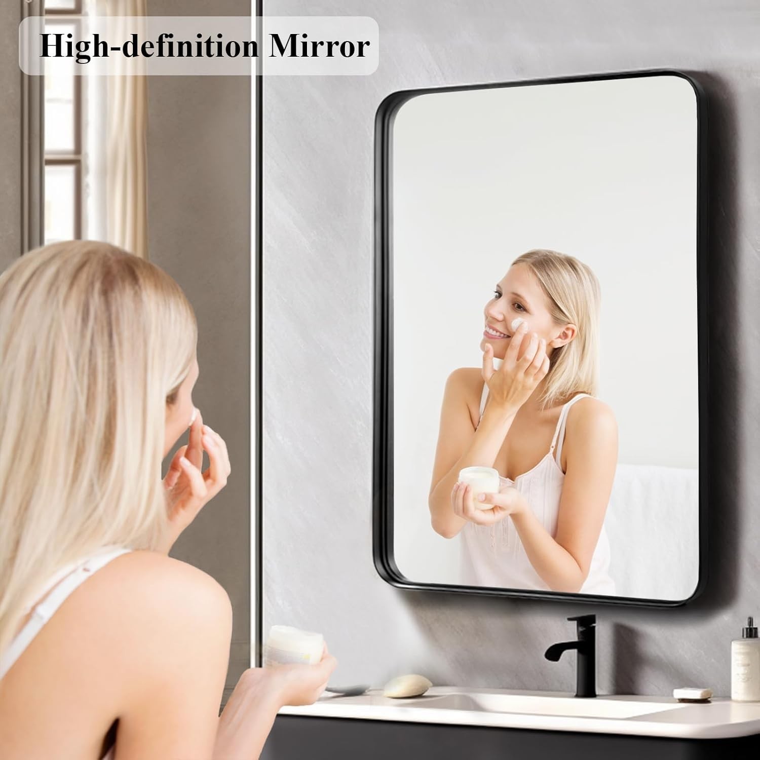 Bathroom Mirror Over Sink 24×36 Black – Framed Matte Bathroom Vanity Mirror, …