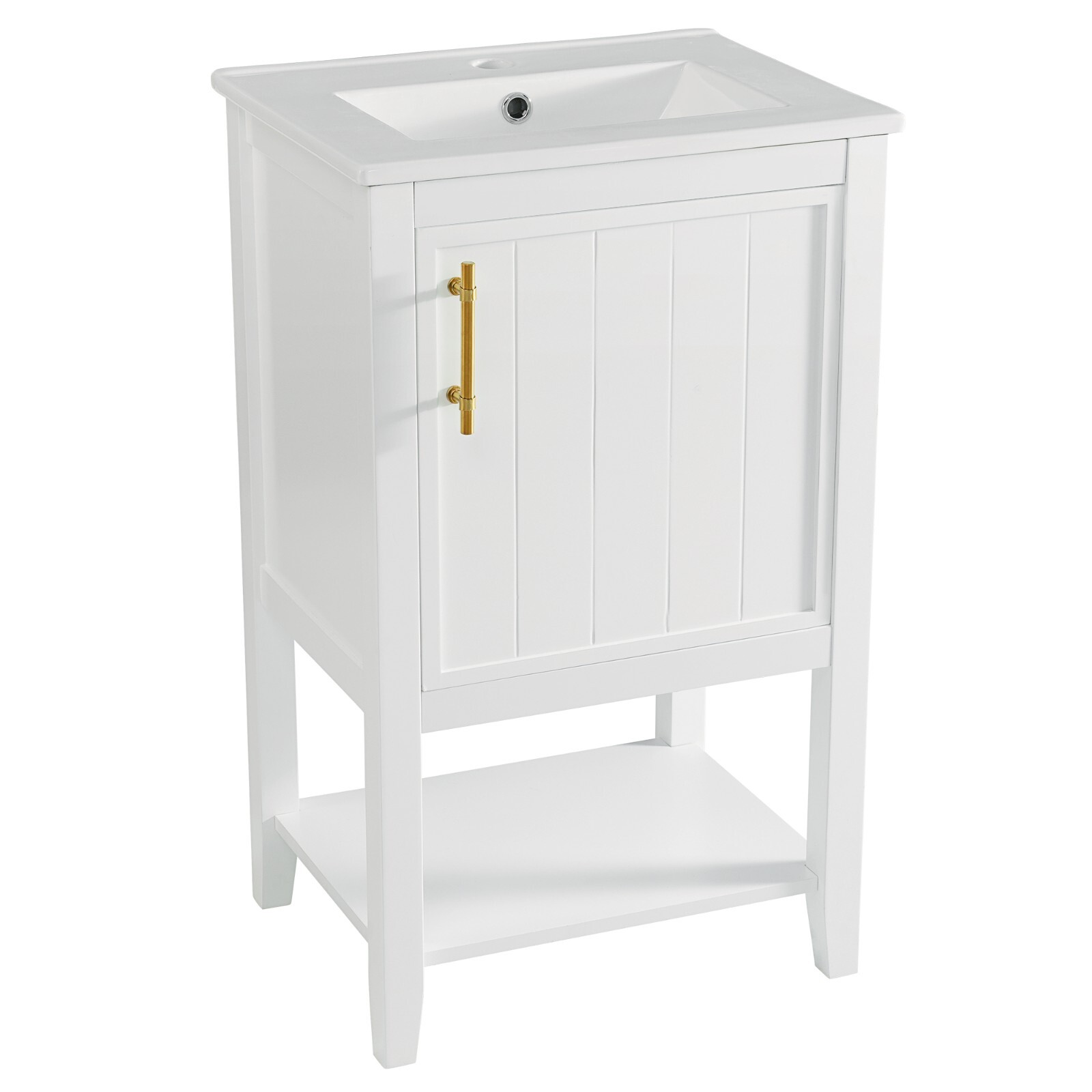 20″ Bathroom Vanity with Sink Door Open Shelf Rack Freestanding Storage Cabinet