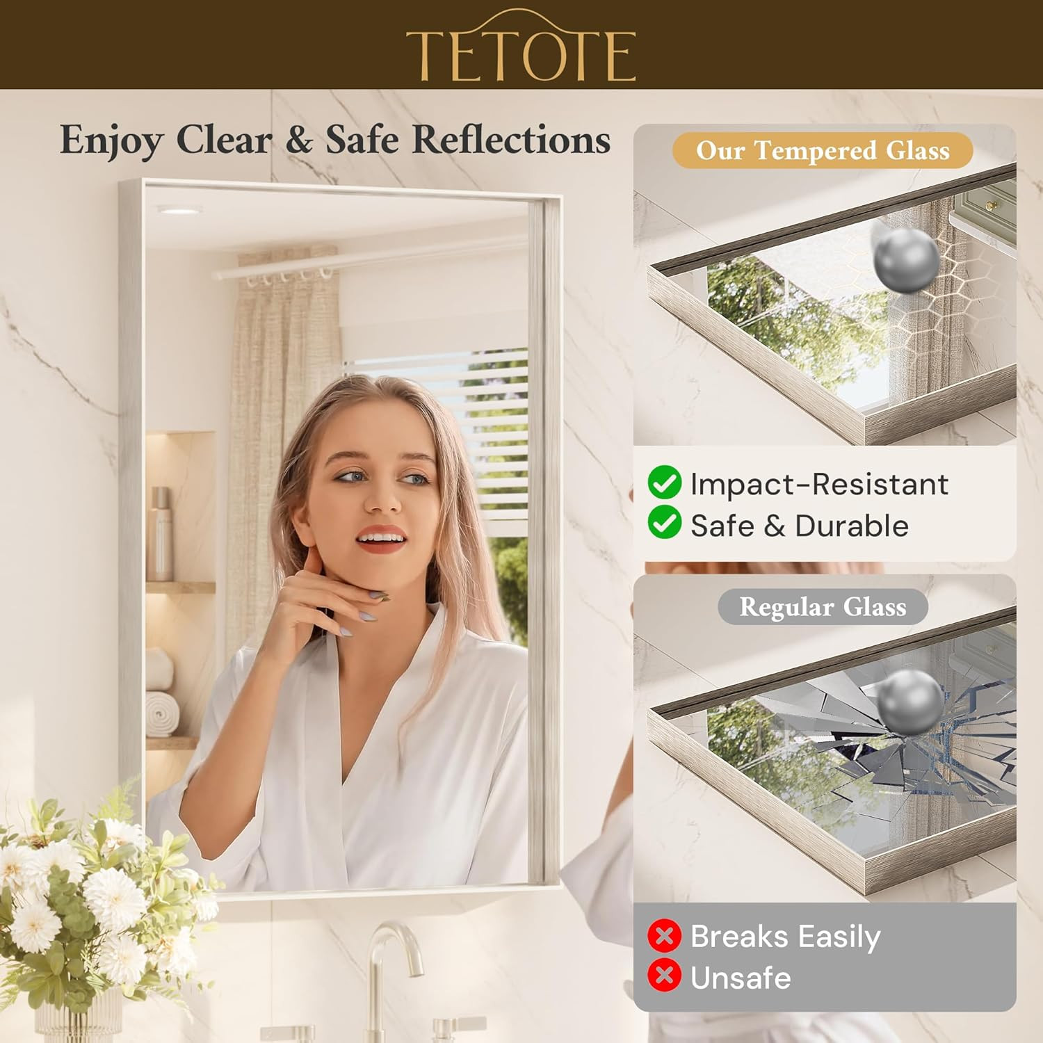 Brushed Nickel Mirror 30″ X 36″ Bathroom Vanity Mirror for over Sink Brushed Nic