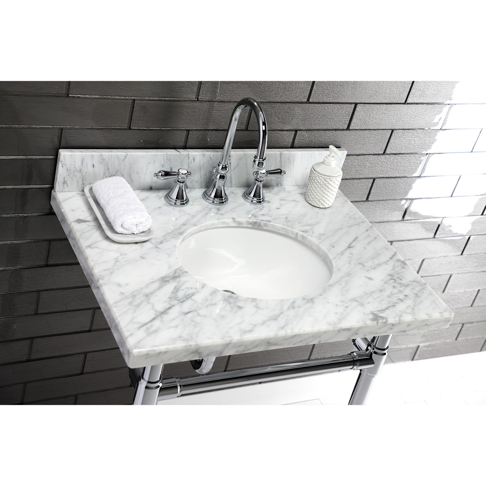 Kingston Brass KVPB3022M38 Templeton 30″ Marble Vanity Top – Carrara Marble