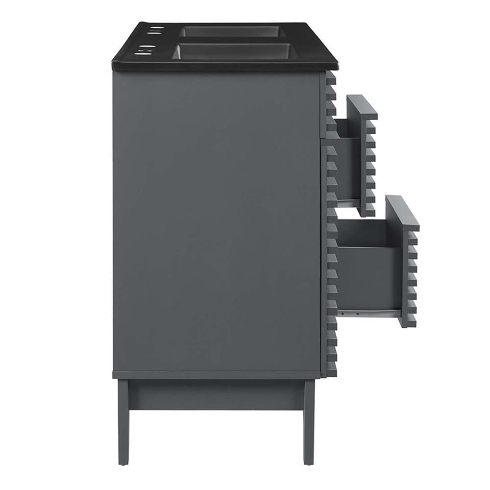 Modway Render 47.5″ MDF Wood Double Sink Bathroom Vanity in Gray/Black