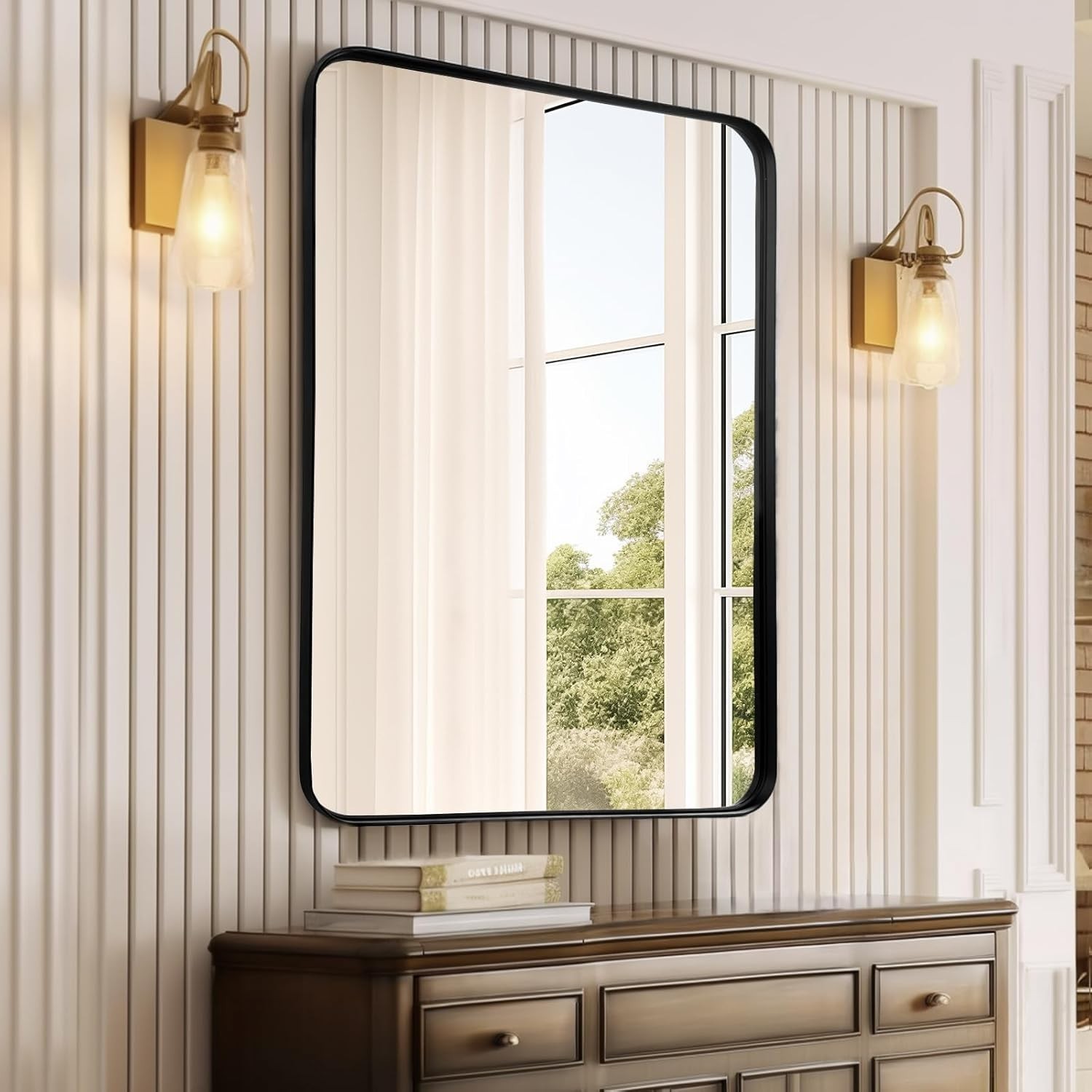 Bathroom Mirror Over Sink 24×36 Black – Framed Matte Bathroom Vanity Mirror, …