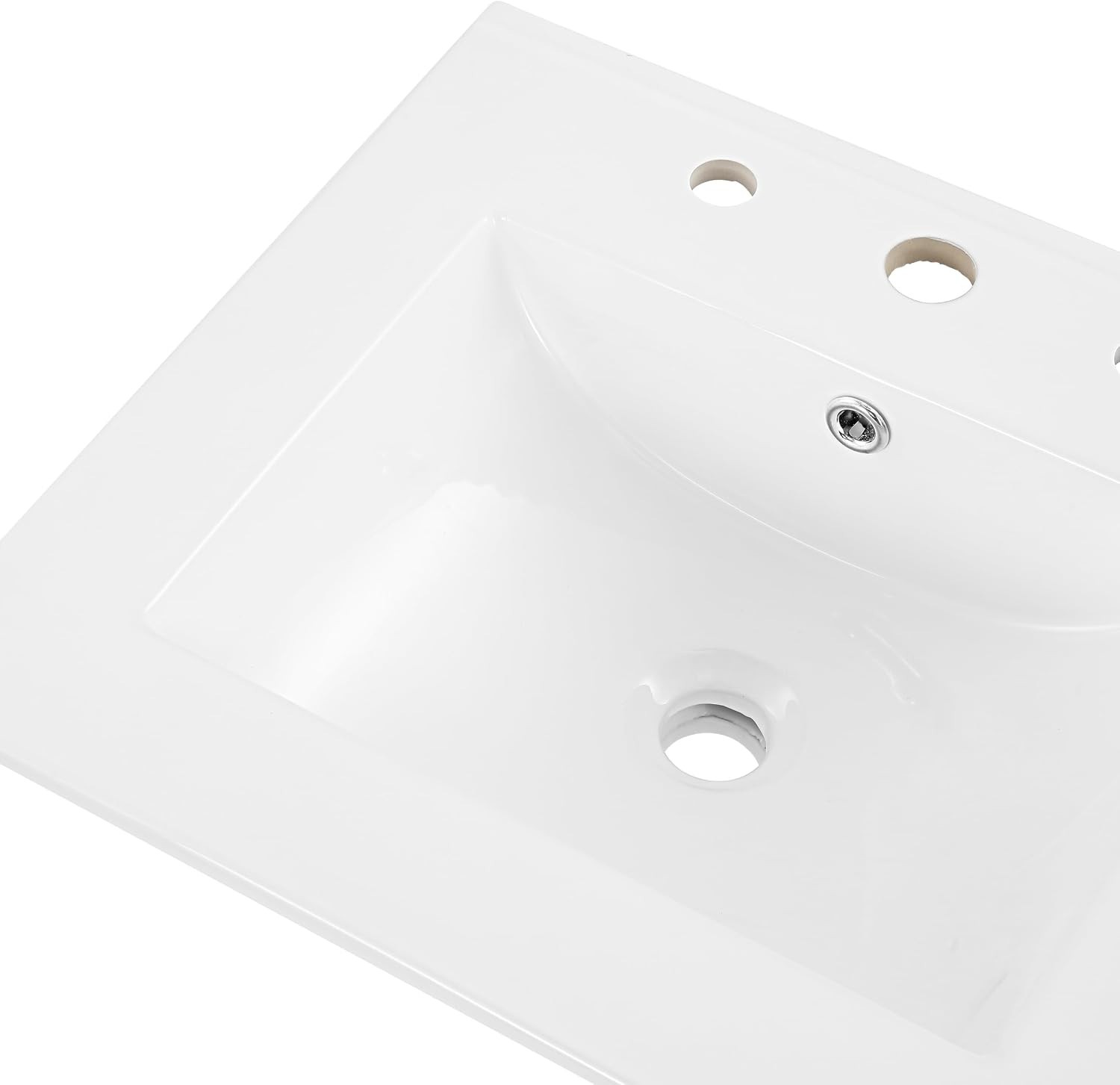 Contemporary 20″ White Ceramic Sink Top with Overflow Drain – Easy Install