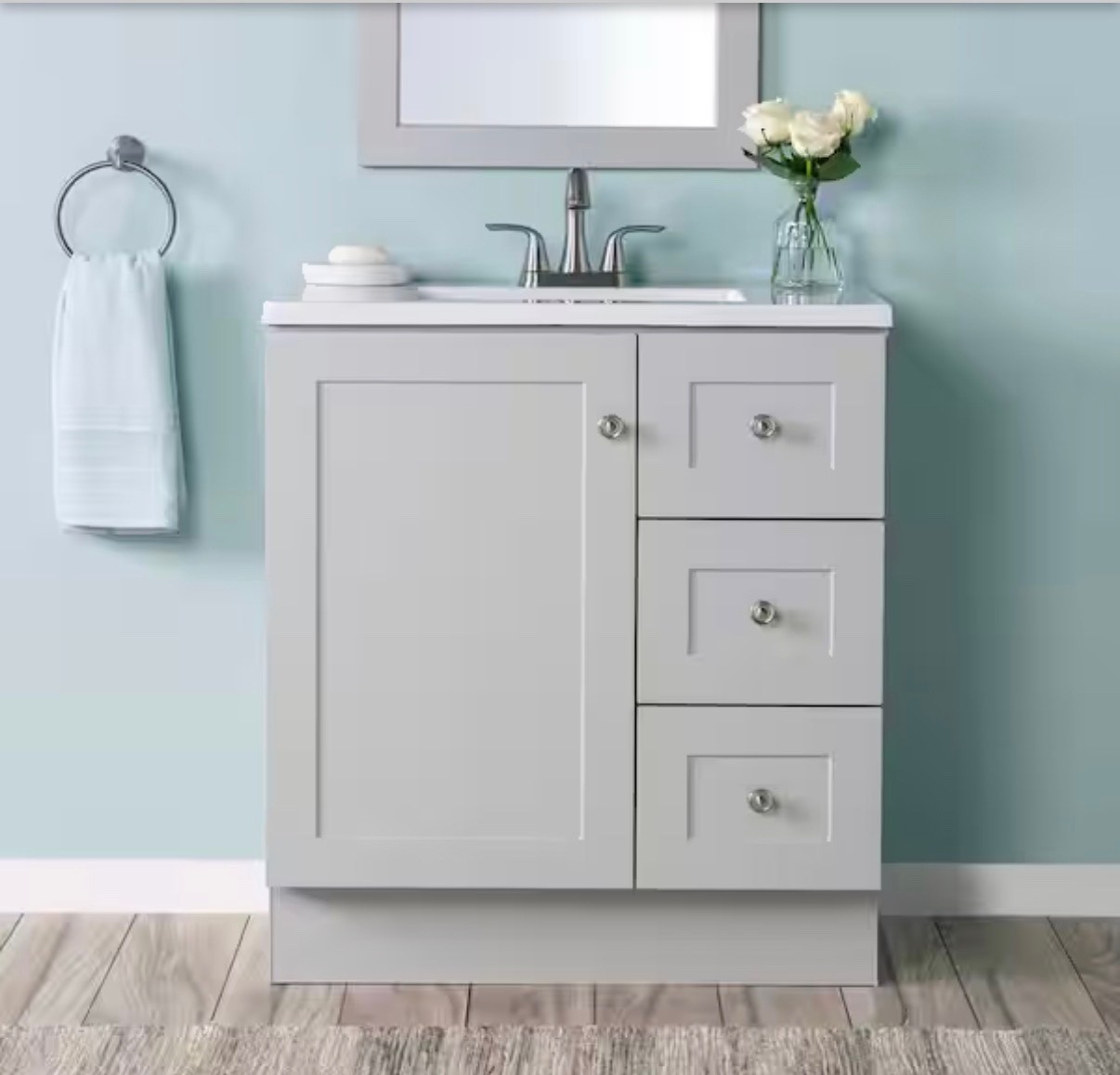 Bannister 31 in. Single Sink Pearl Gray Freestanding Bath Vanity