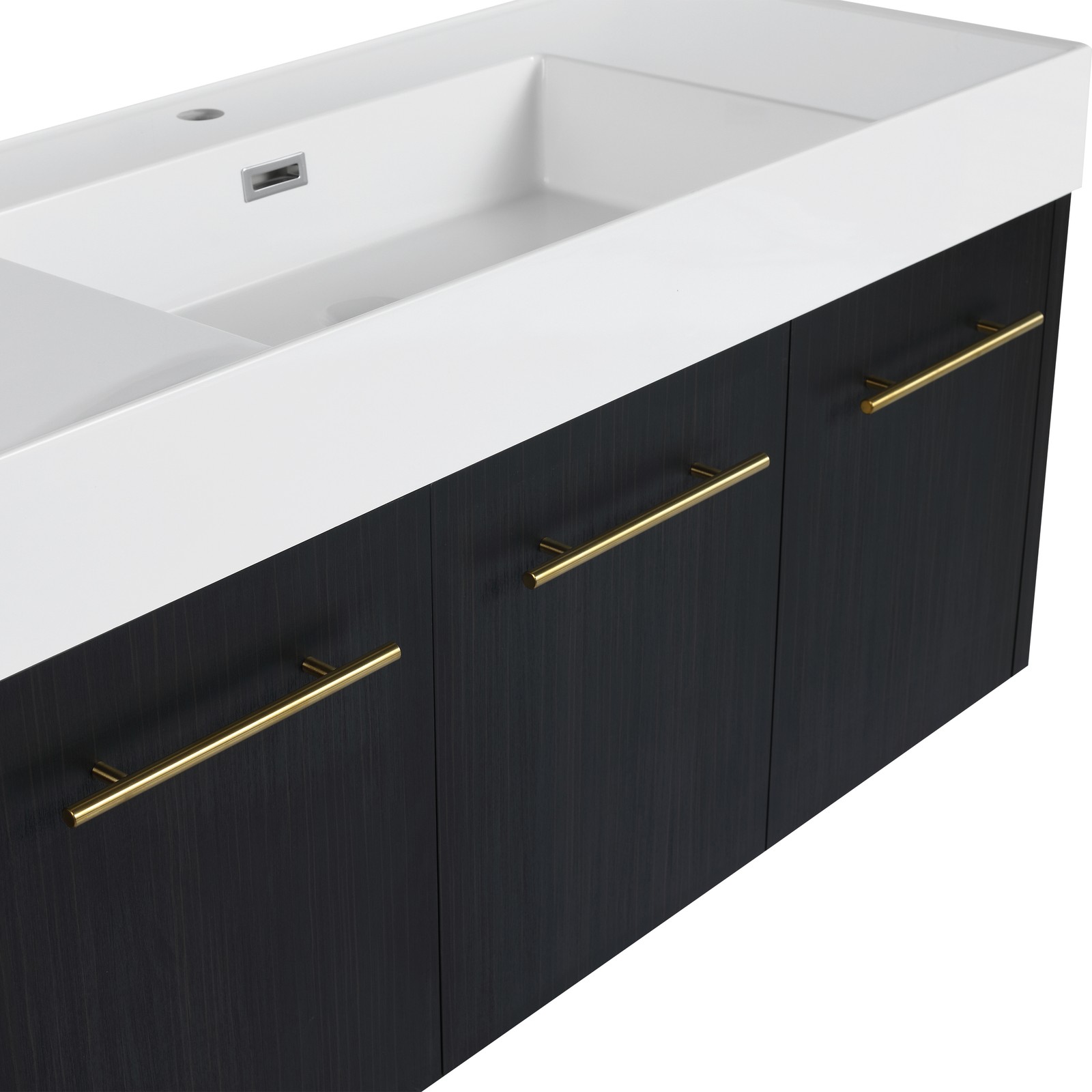 48 Inch Plywood Wall-Mounted Bathroom Vanity with Resin Sink + Side Storage Rack
