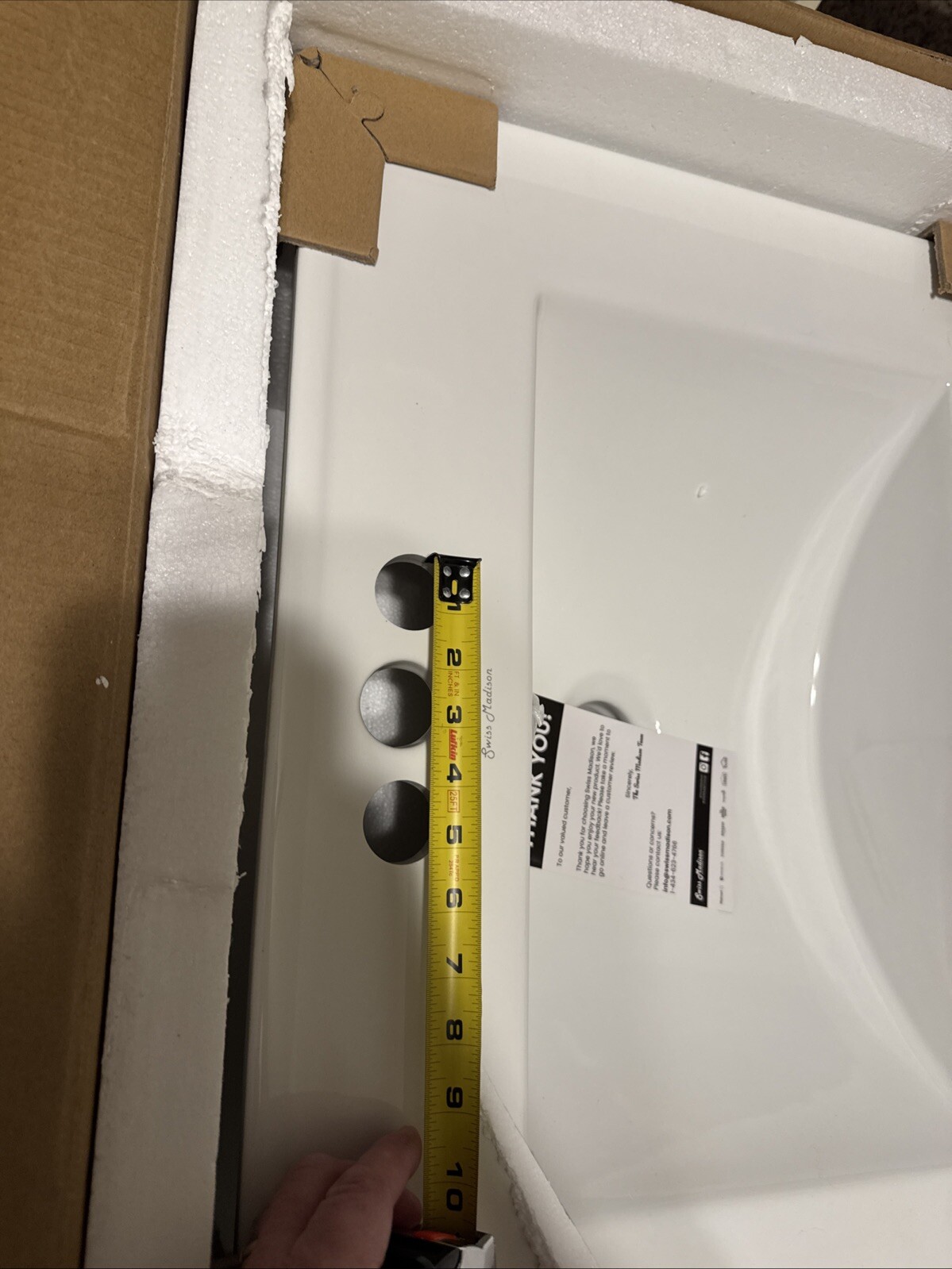 Swiss Madison 24 in. Ceramic Vanity Top with 3-Faucet Holes with White Basin
